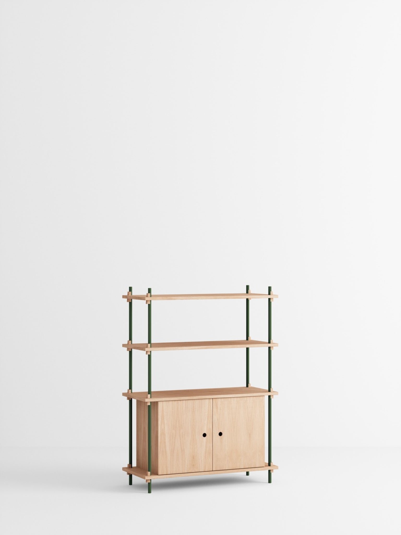 Moebe Shelving Set S.115.1.b, Oak Shelves, Pine Green Legs (fsc Mix Credit)