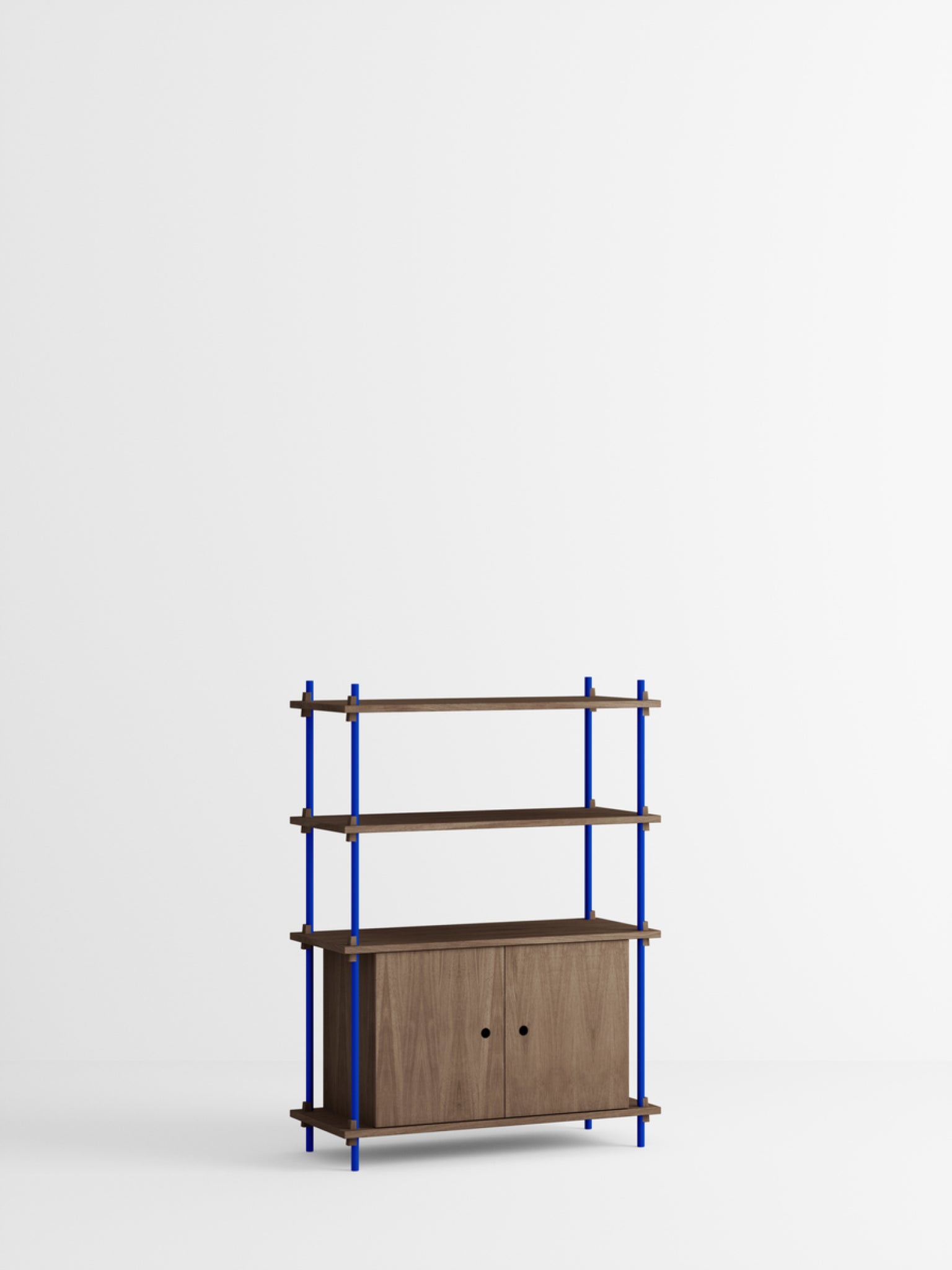 Moebe Shelving Set S.115.1.b, Smoked Oak Shelves, Deep Blue Legs (fsc Mix Credit)