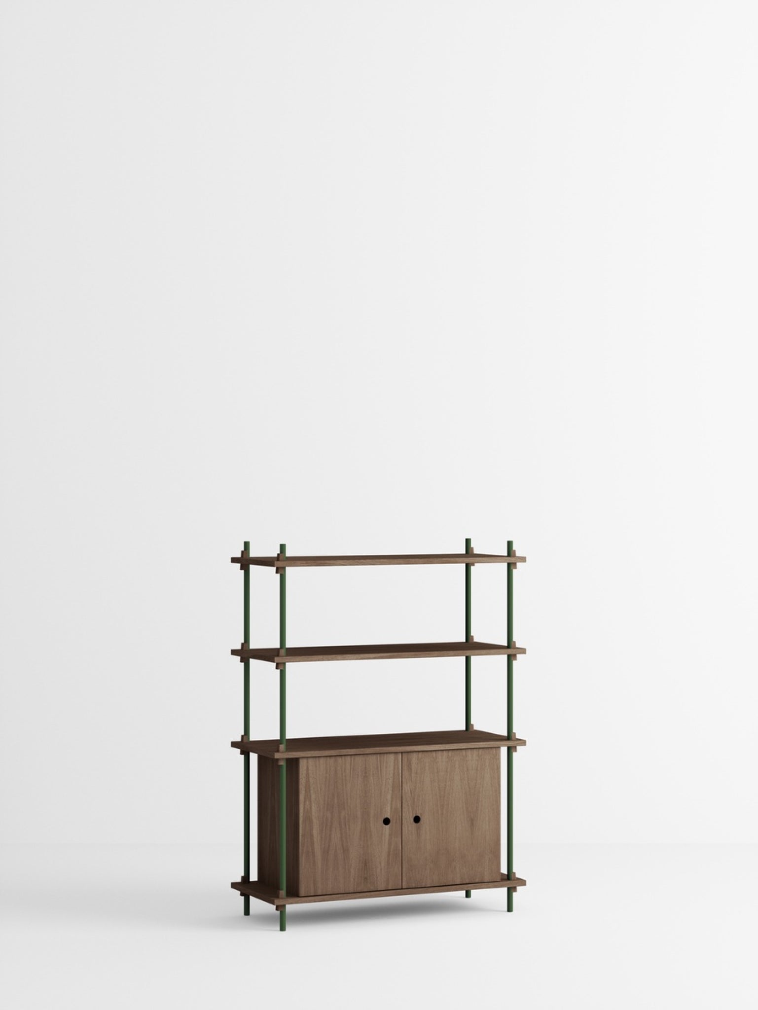 Moebe Shelving Set S.115.1.b, Smoked Oak Shelves, Pine Green Legs (fsc Mix Credit)