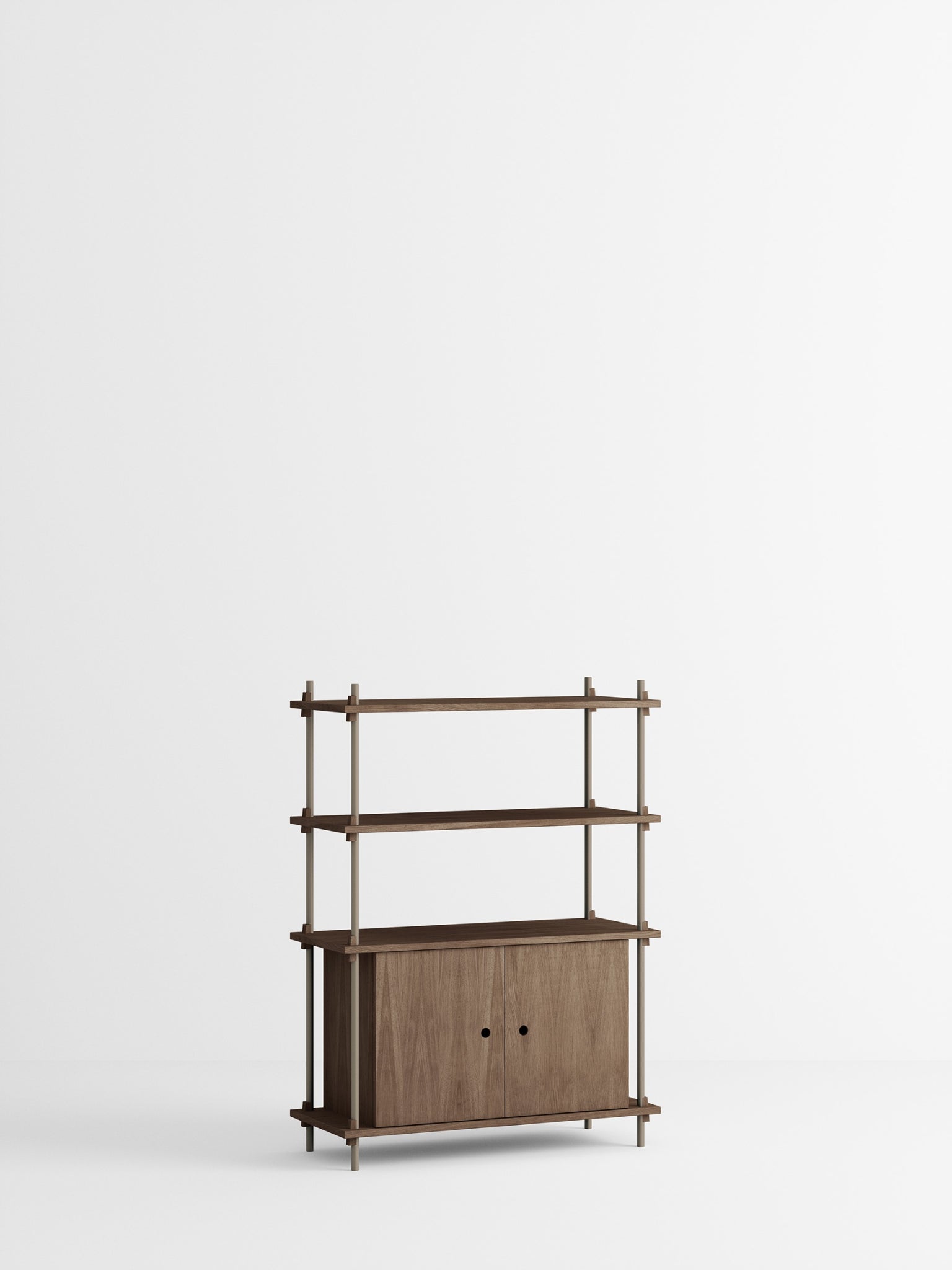 Moebe Shelving Set S.115.1.b, Smoked Oak Shelves, Warm Grey Legs (fsc Mix Credit)