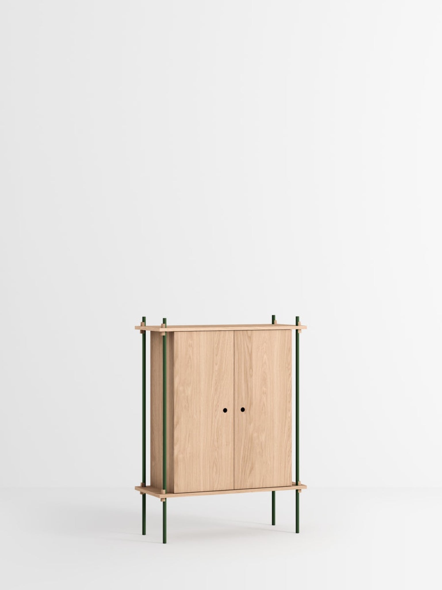 Moebe Shelving Set S.115.1.c, Oak Shelves, Pine Green Legs (fsc Mix Credit)