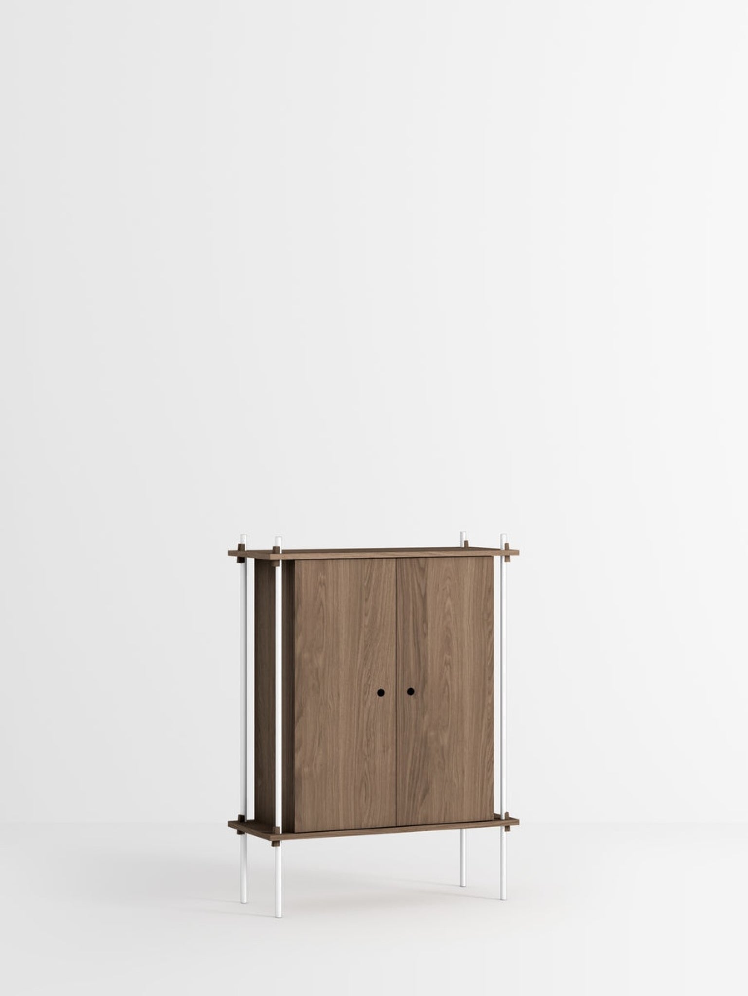 Moebe Shelving Set S.115.1.c, Smoked Oak Shelves, White Legs (fsc Mix Credit)