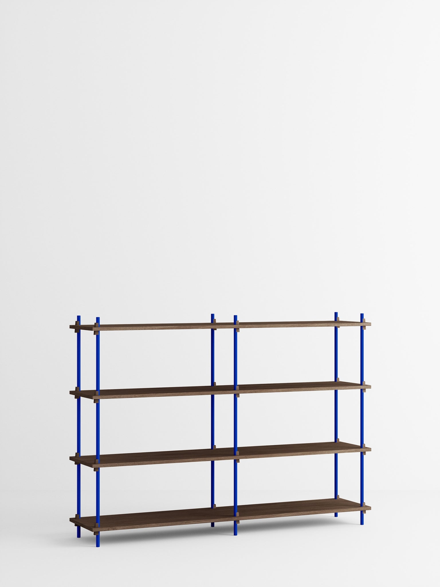 Moebe Shelving Set S.115.2.b, Smoked Oak Shelves, Deep Blue Legs (fsc Mix Credit)