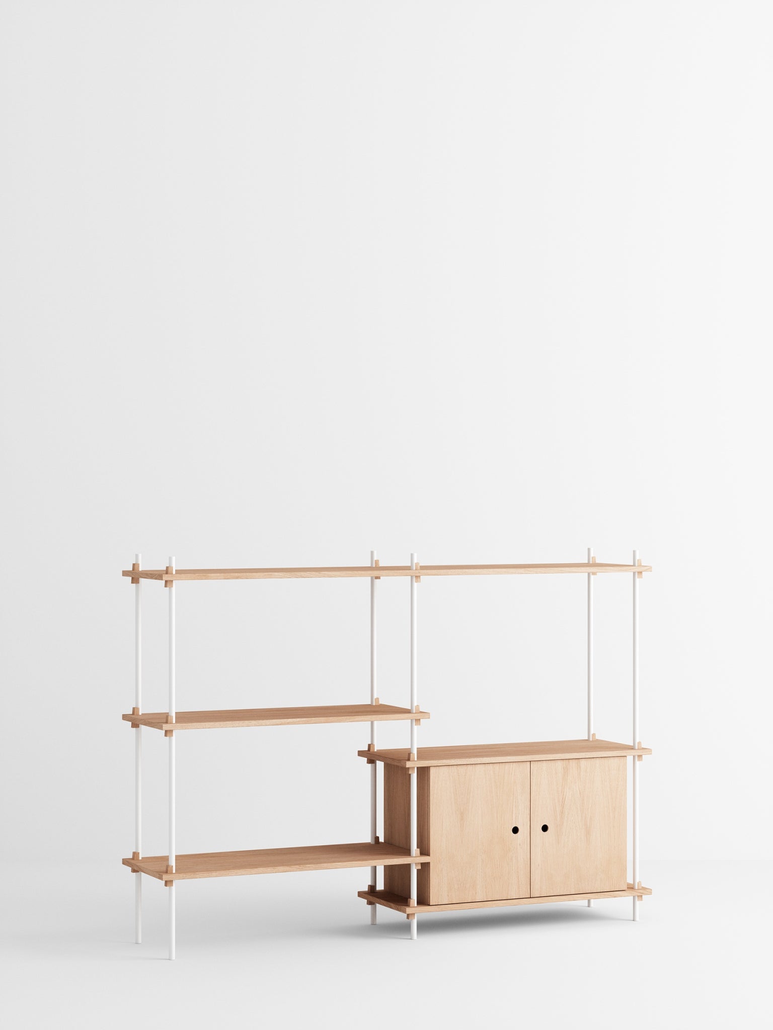 Moebe Shelving Set S.115.2.c, Oak Shelves, White Legs (fsc Mix Credit)