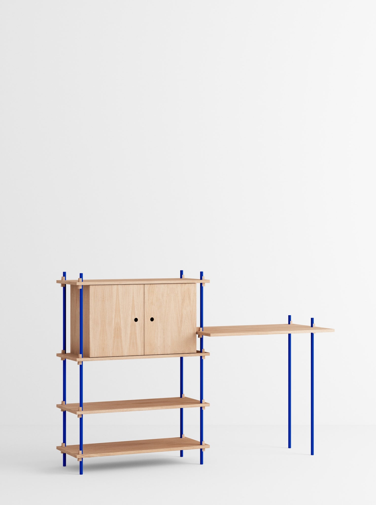 Moebe Shelving Set S.115.2.d, Oak Shelves, Deep Blue Legs (fsc Mix Credit)