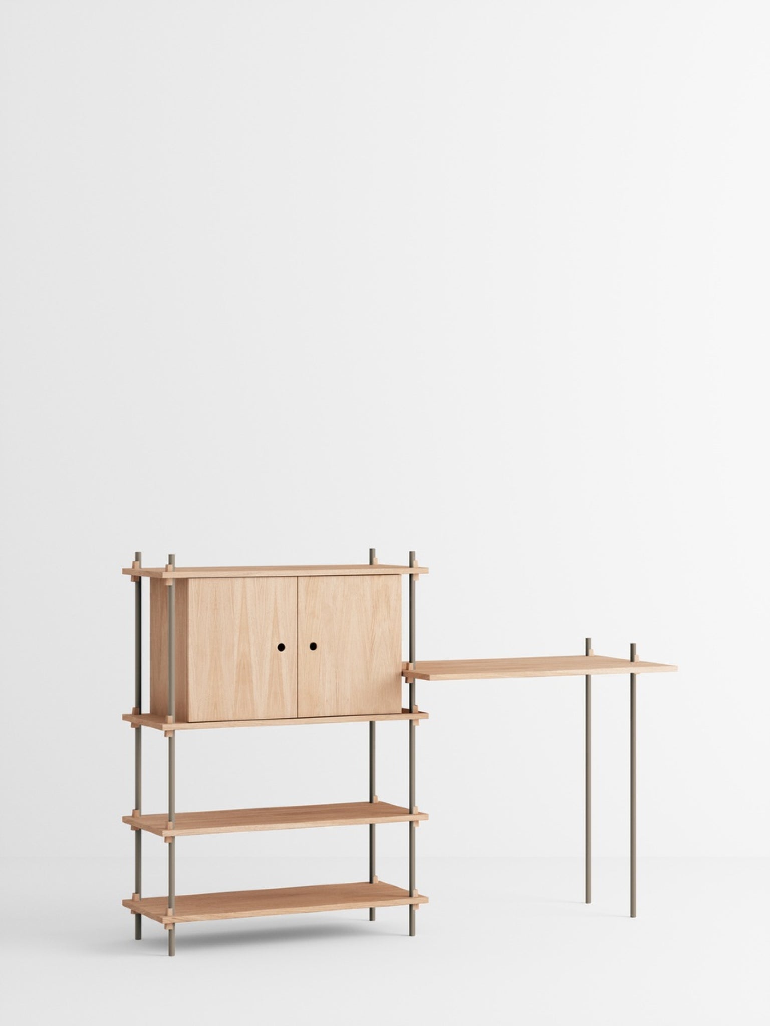 Moebe Shelving Set S.115.2.d, Oak Shelves, Warm Grey Legs (fsc Mix Credit)