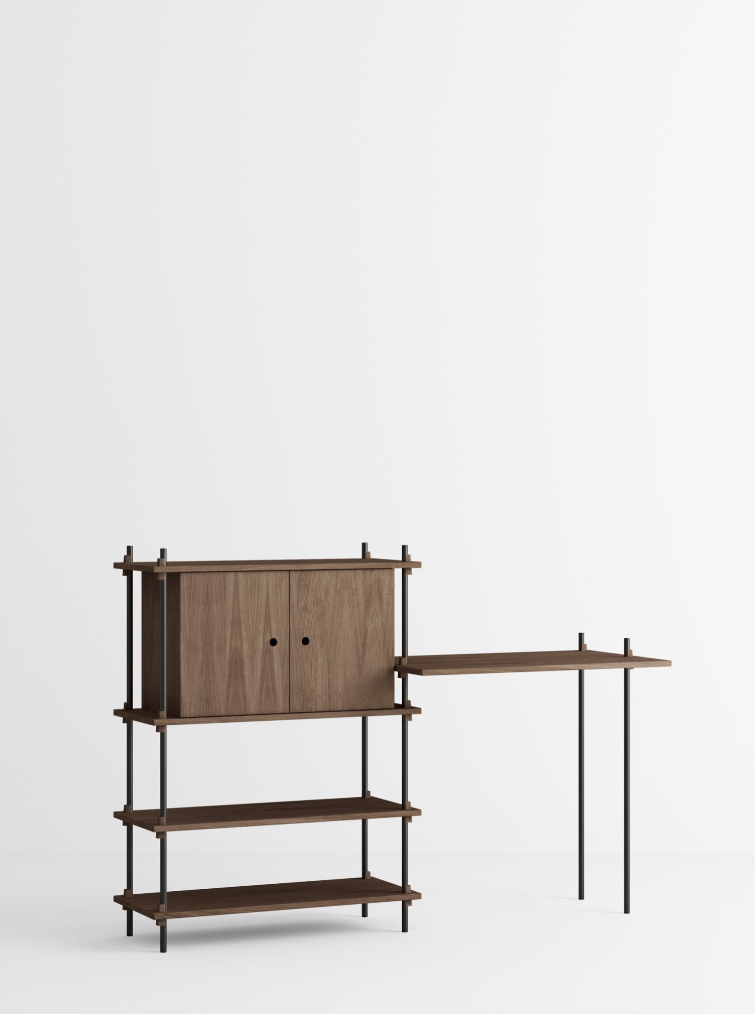 Moebe Shelving Set S.115.2.d, Smoked Oak Shelves, Black Legs (fsc Mix Credit)
