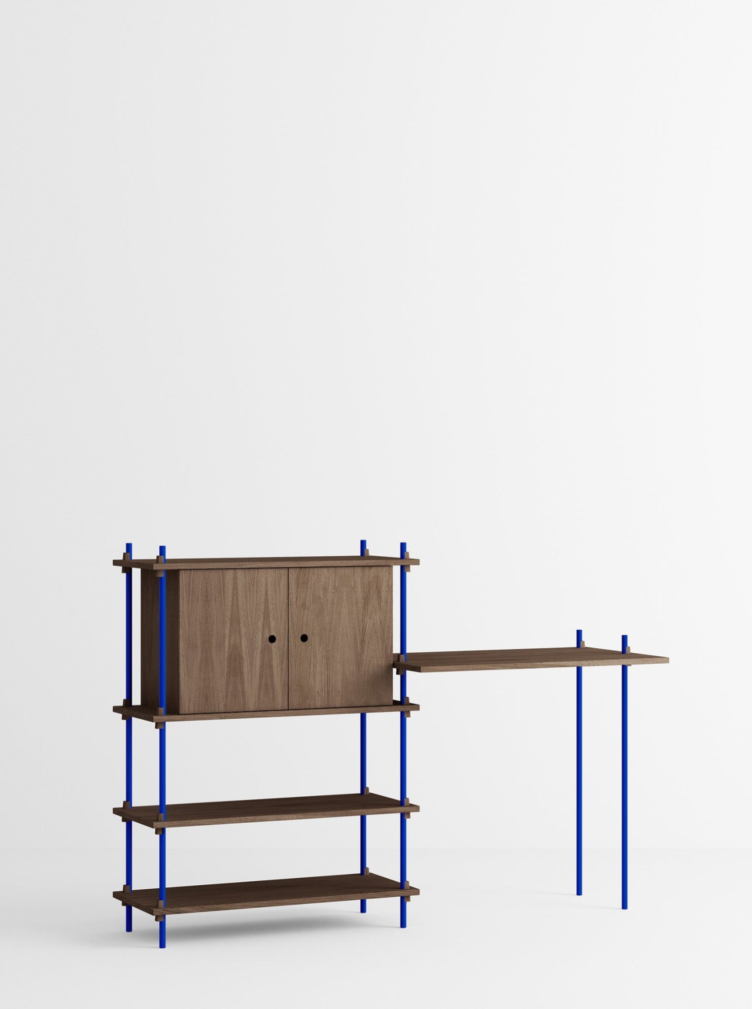 Moebe Shelving Set S.115.2.d, Smoked Oak Shelves, Deep Blue Legs (fsc Mix Credit)