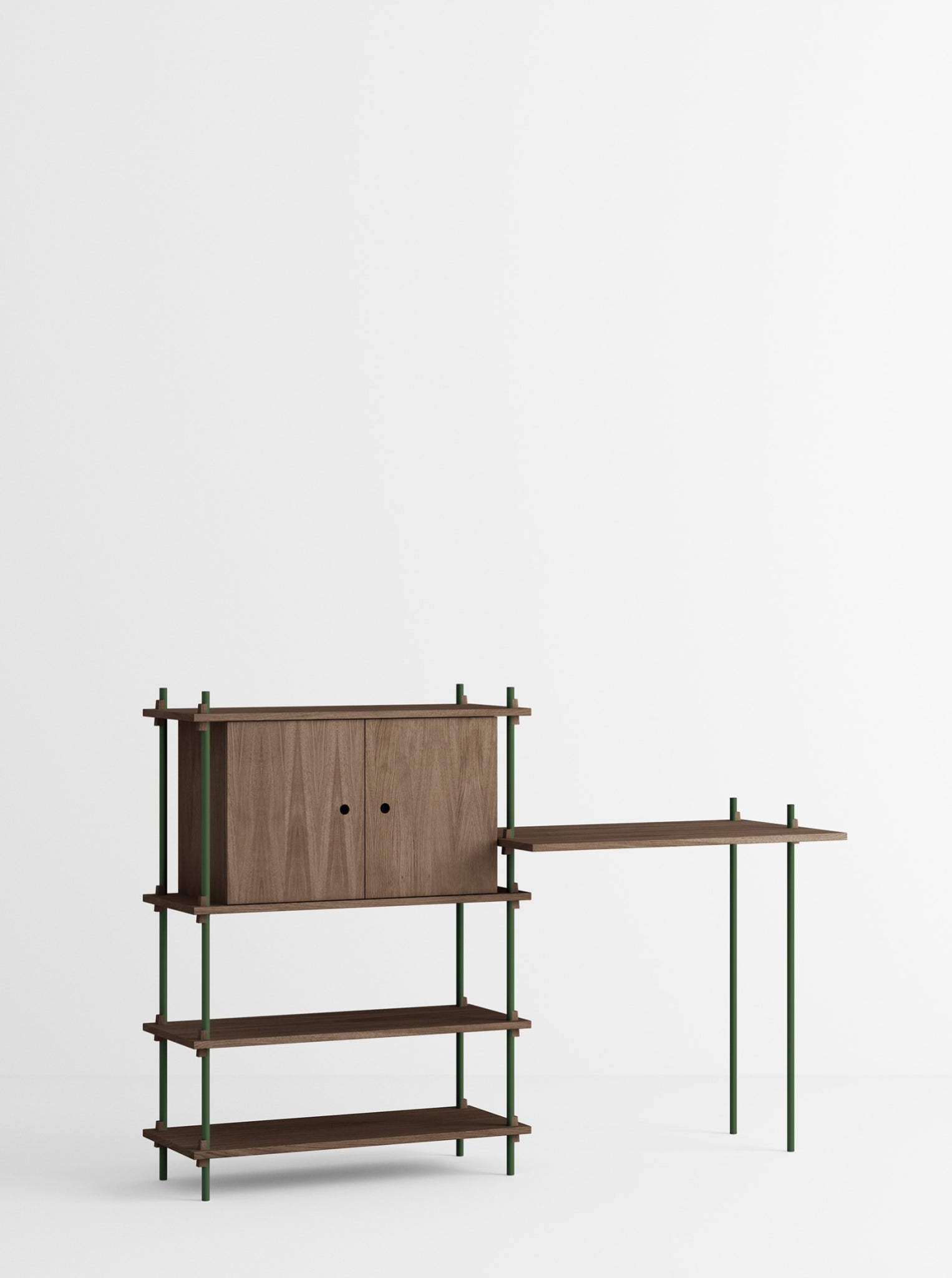 Moebe Shelving Set S.115.2.d, Smoked Oak Shelves, Pine Green Legs (fsc Mix Credit)