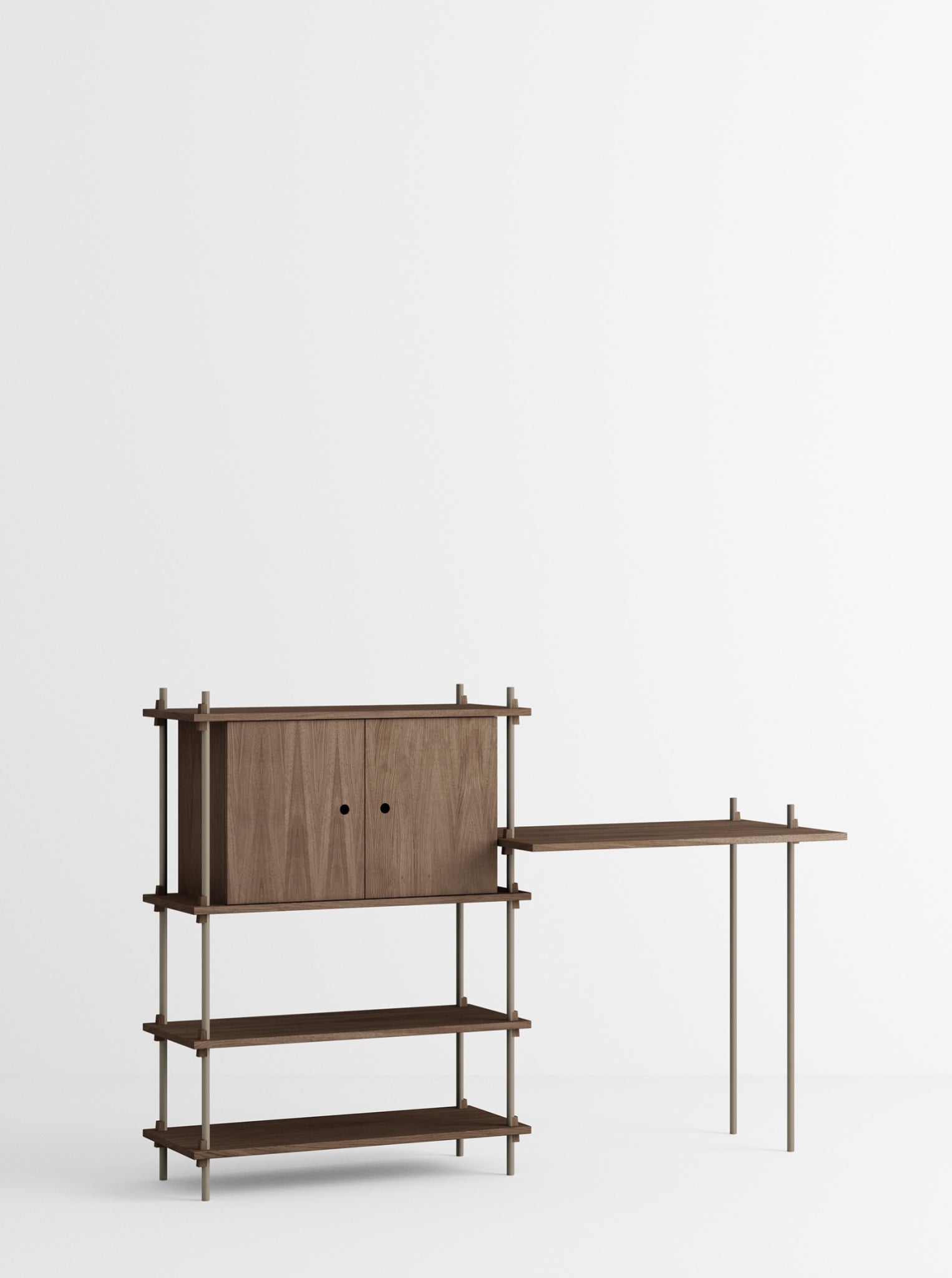 Moebe Shelving Set S.115.2.d, Smoked Oak Shelves, Warm Grey Legs (fsc Mix Credit)