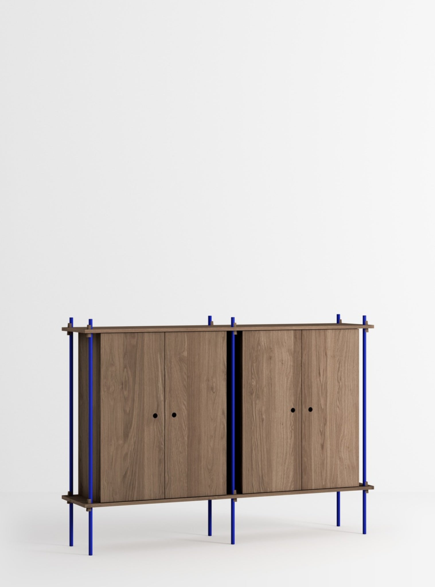 Moebe Shelving Set S.115.2.e, Smoked Oak Shelves, Deep Blue Legs (fsc Mix Credit)