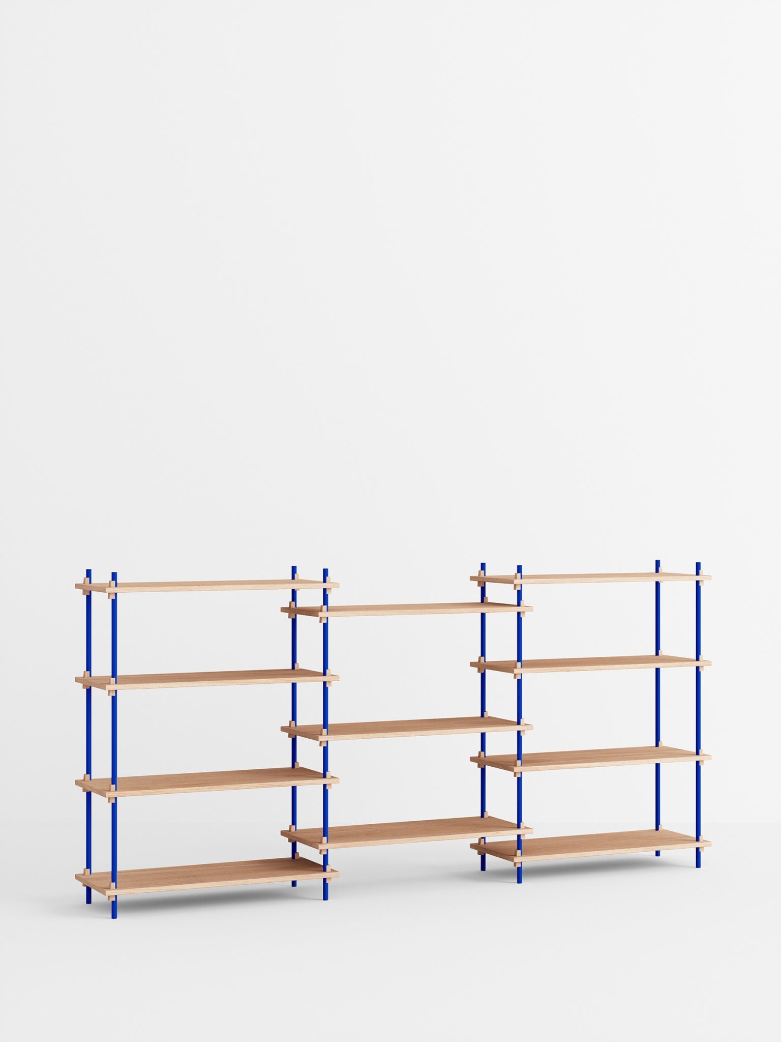 Moebe Shelving Set S.115.3.a, Oak Shelves, Deep Blue Legs (fsc Mix Credit)