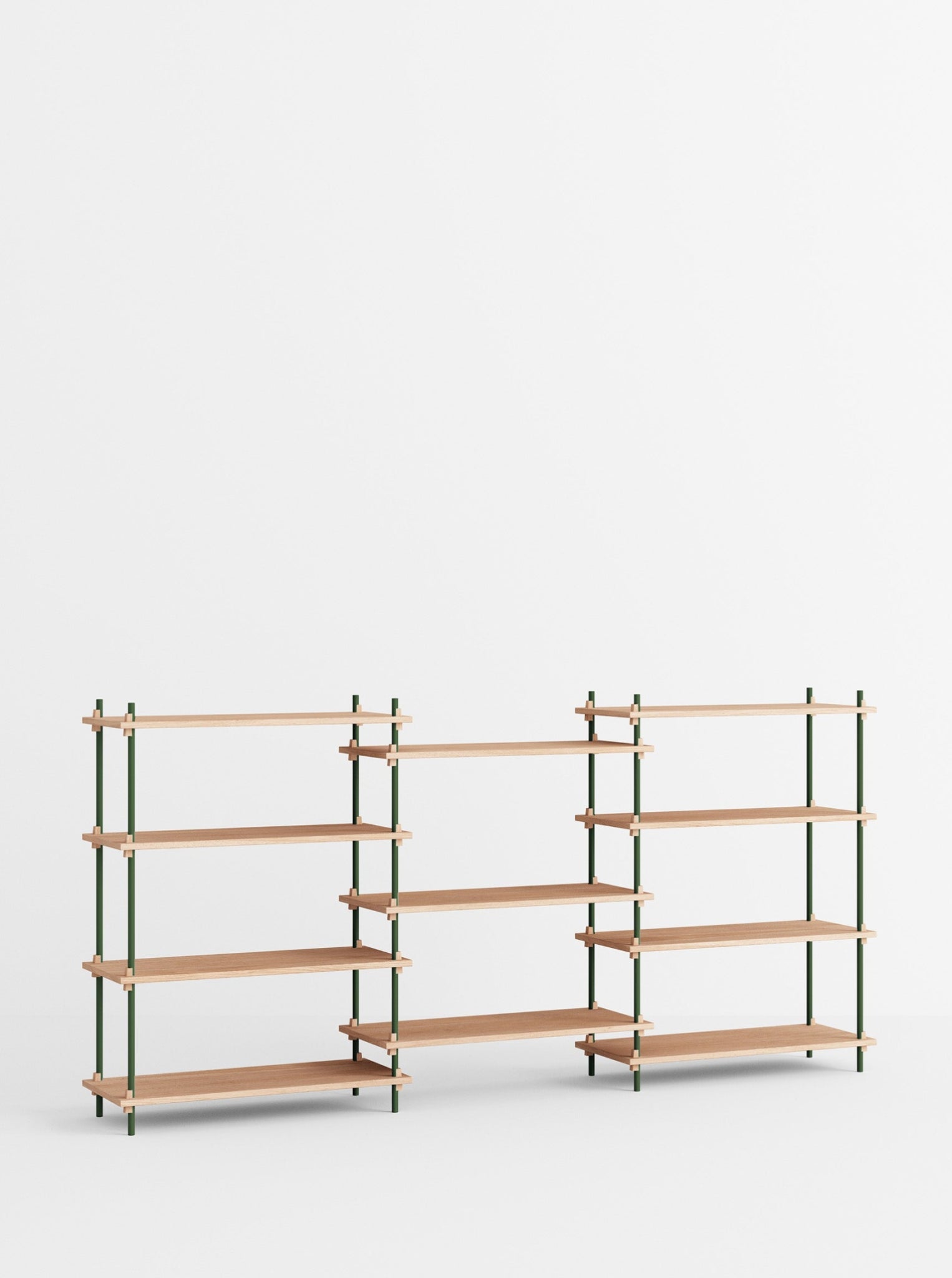 Moebe Shelving Set S.115.3.a, Oak Shelves, Pine Green Legs (fsc Mix Credit)