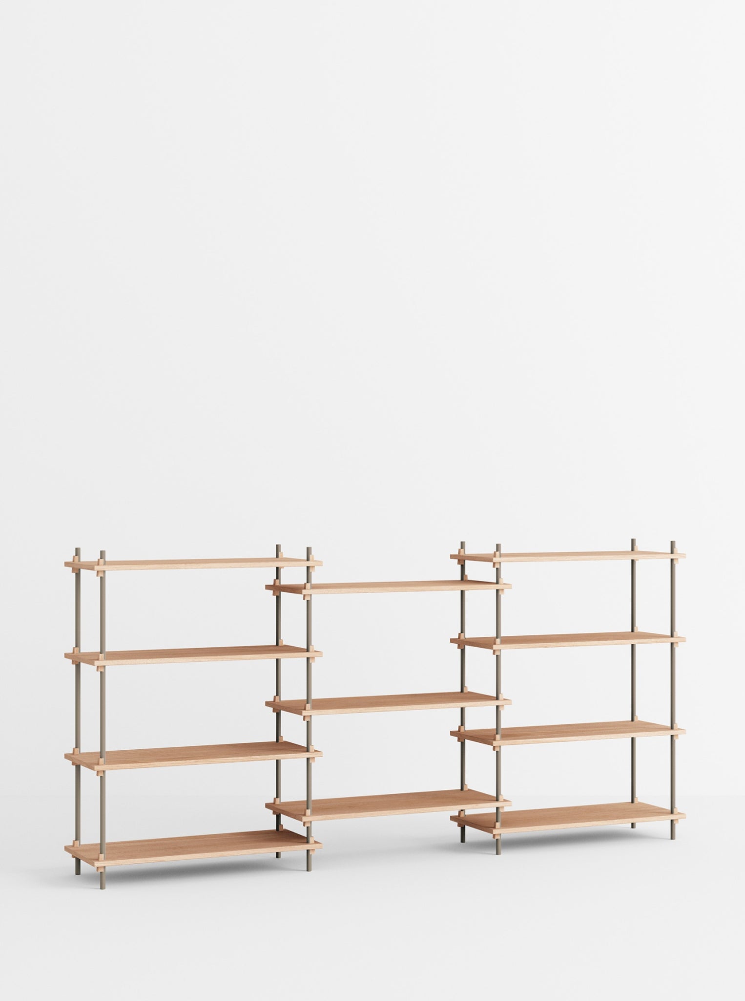 Moebe Shelving Set S.115.3.a, Oak Shelves, Warm Grey Legs (fsc Mix Credit)