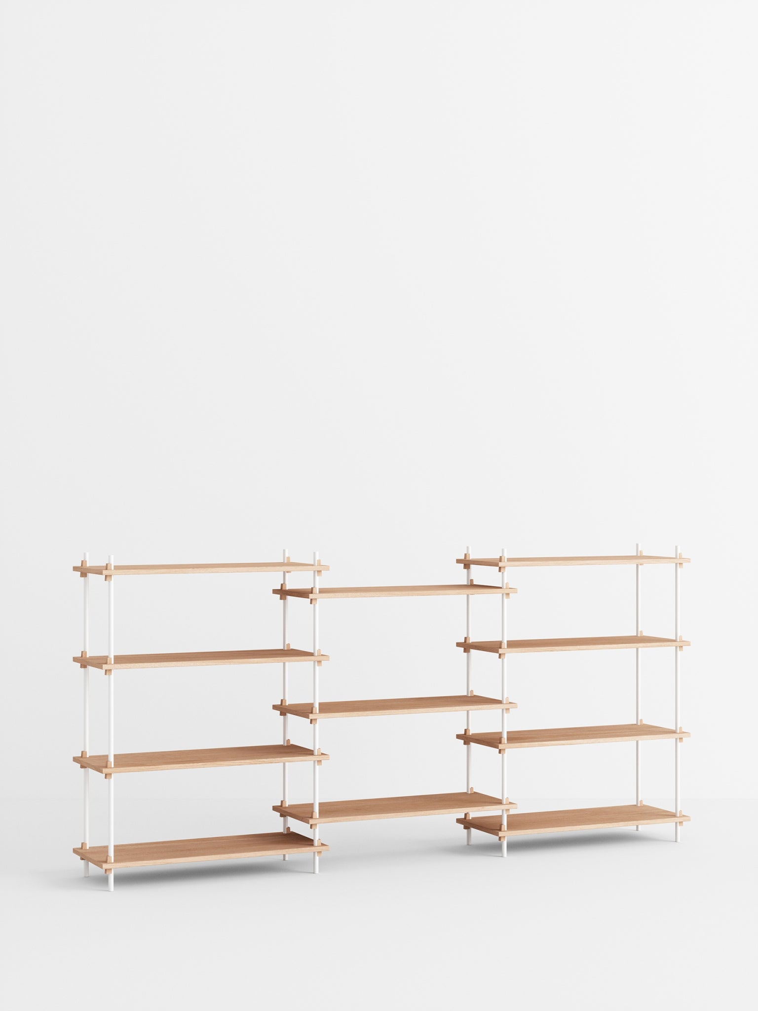 Moebe Shelving Set S.115.3.a, Oak Shelves, White Legs (fsc Mix Credit)