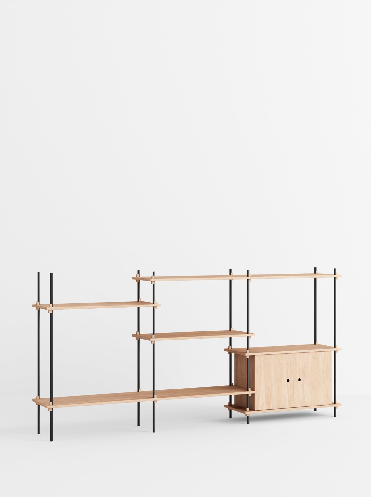 Moebe Shelving Set S.115.3.b, Oak Shelves, Black Legs (fsc Mix Credit)
