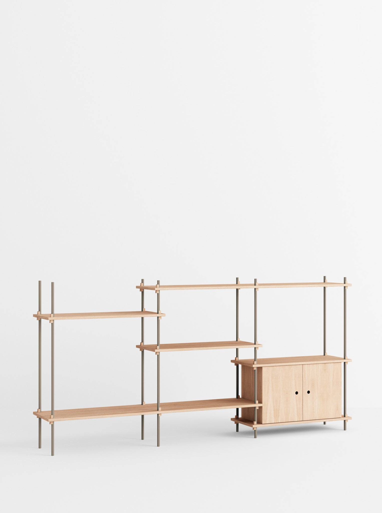 Moebe Shelving Set S.115.3.b, Oak Shelves, Warm Grey Legs (fsc Mix Credit)