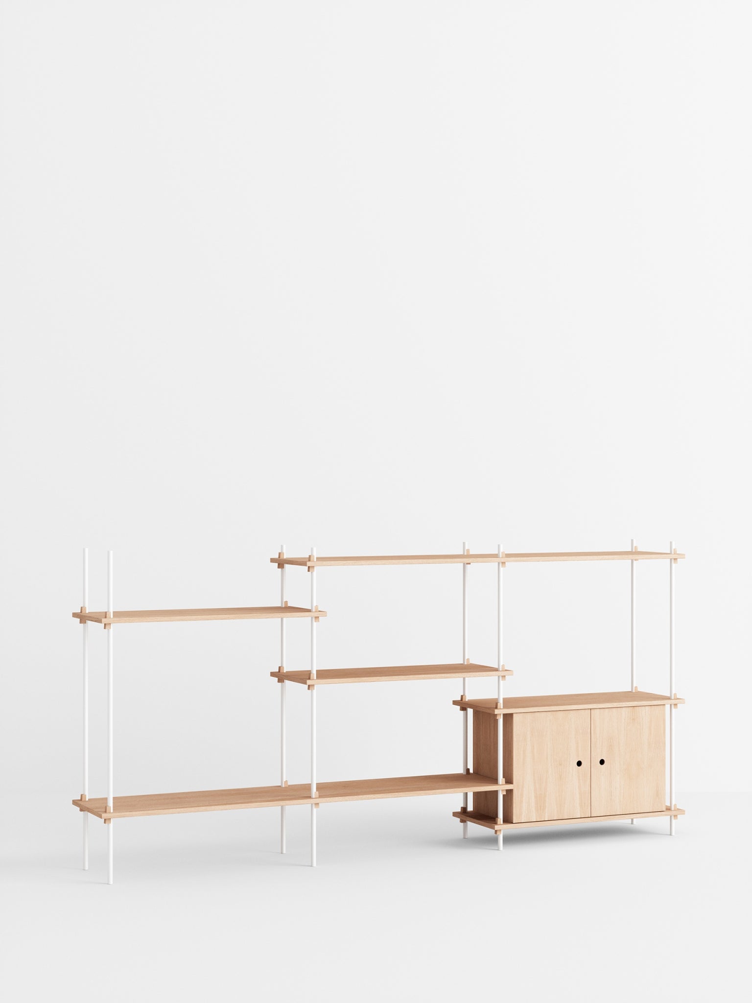 Moebe Shelving Set S.115.3.b, Oak Shelves, White Legs (fsc Mix Credit)