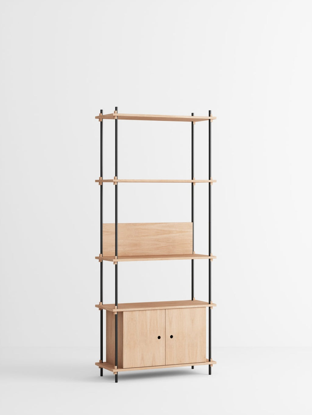 Moebe Shelving Set S.200.1.b, Oak Shelves, Black Legs (fsc Mix Credit)
