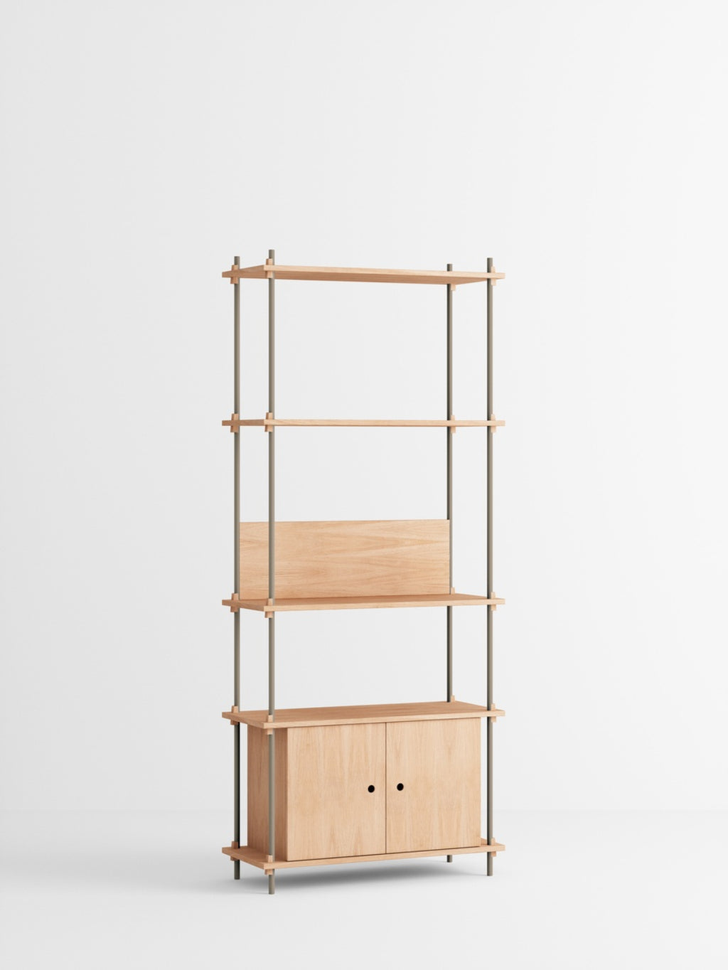 Moebe Shelving Set S.200.1.b, Oak Shelves, Warm Grey Legs (fsc Mix Credit)