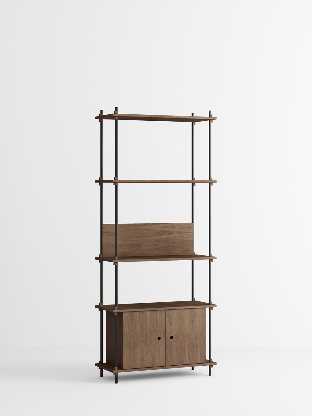 Moebe Shelving Set S.200.1.b, Smoked Oak Shelves, Black Legs (fsc Mix Credit)