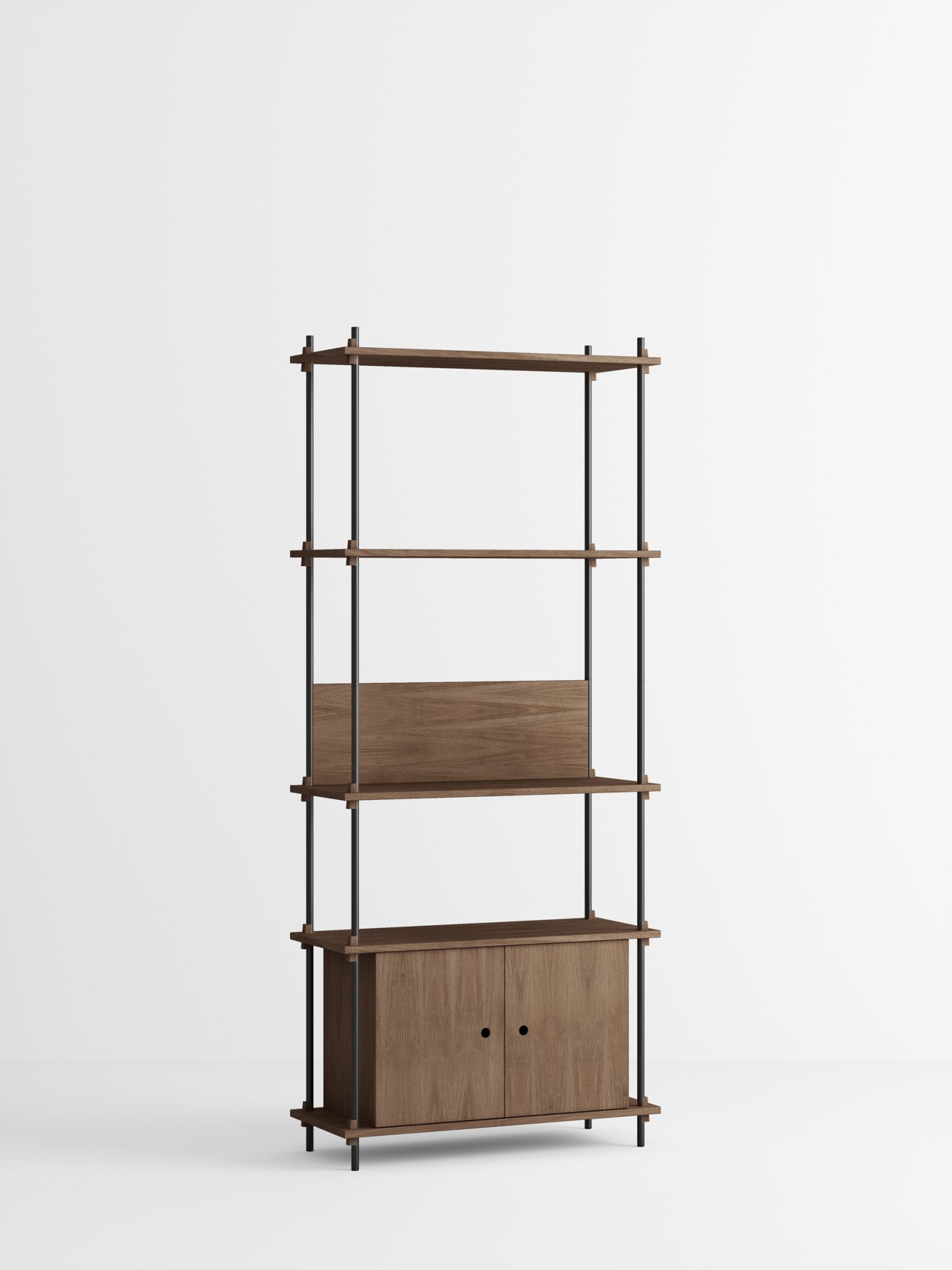 Moebe Shelving Set S.200.1.b, Smoked Oak Shelves, Black Legs (fsc Mix Credit)