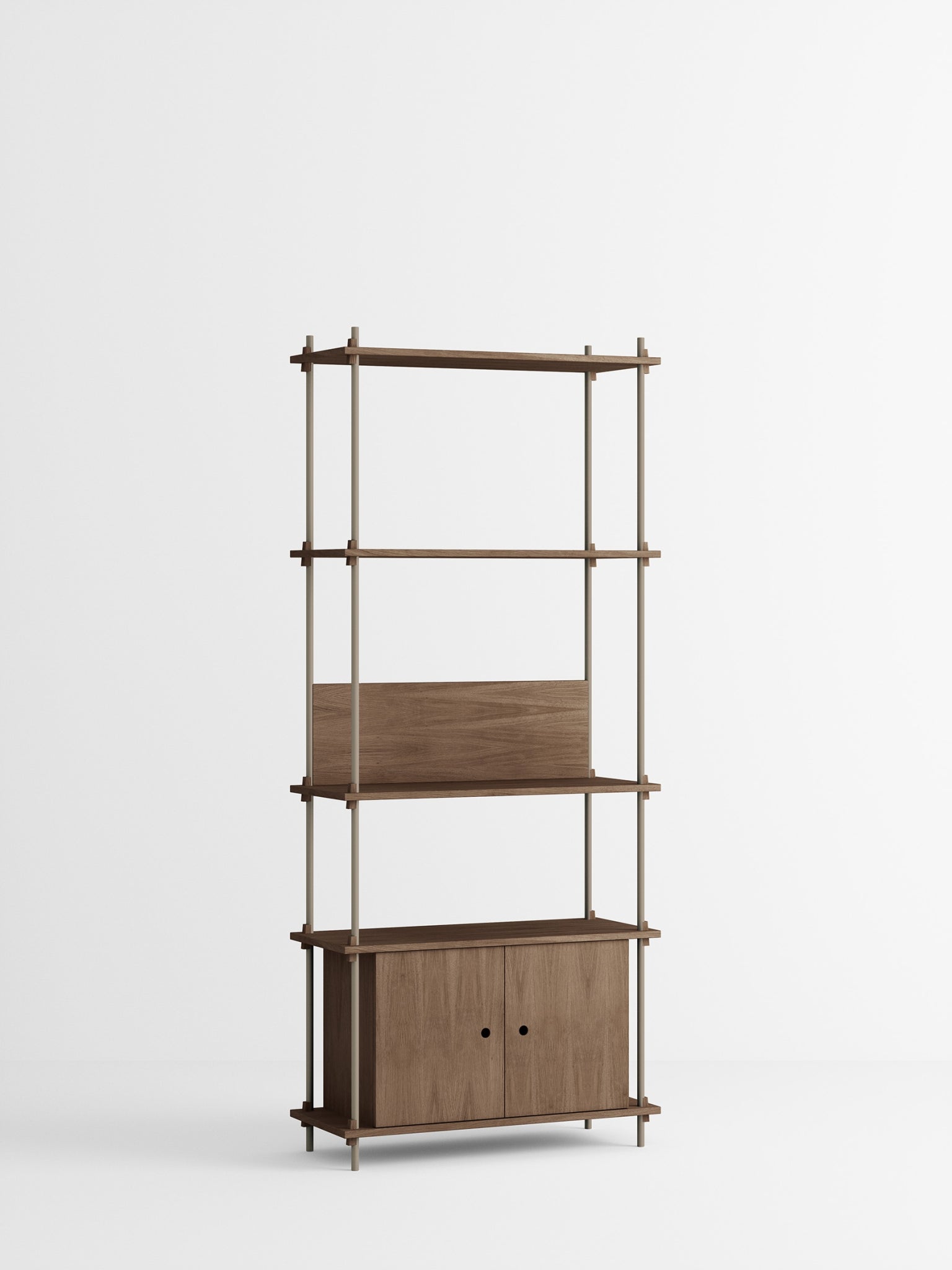 Moebe Shelving Set S.200.1.b, Smoked Oak Shelves, Warm Grey Legs (fsc Mix Credit)