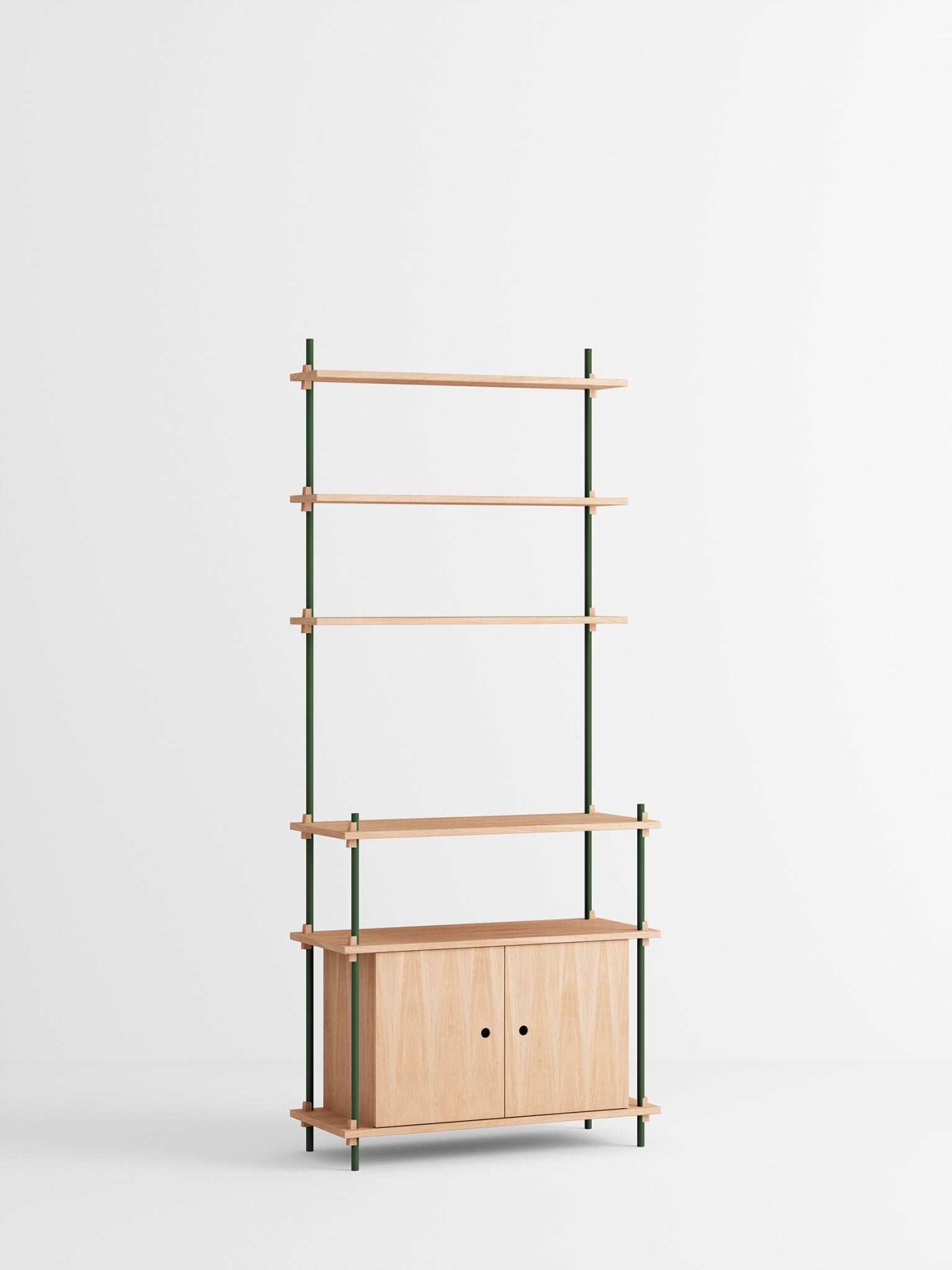 Moebe Shelving Set S.200.1.c, Oak Shelves, Pine Green Legs (fsc Mix Credit)