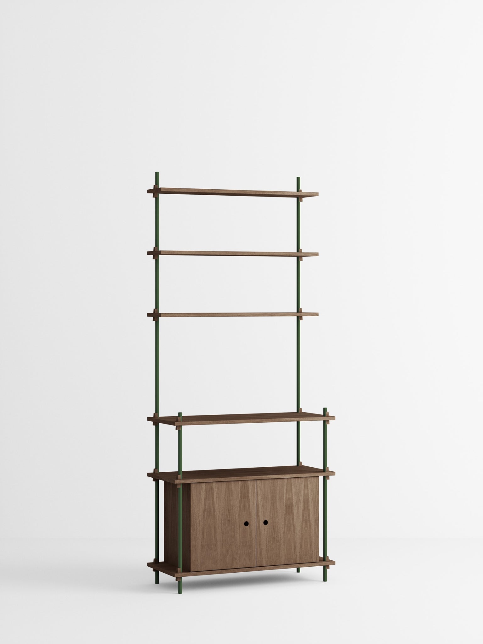 Moebe Shelving Set S.200.1.c, Smoked Oak Shelves, Pine Green Legs (fsc Mix Credit)