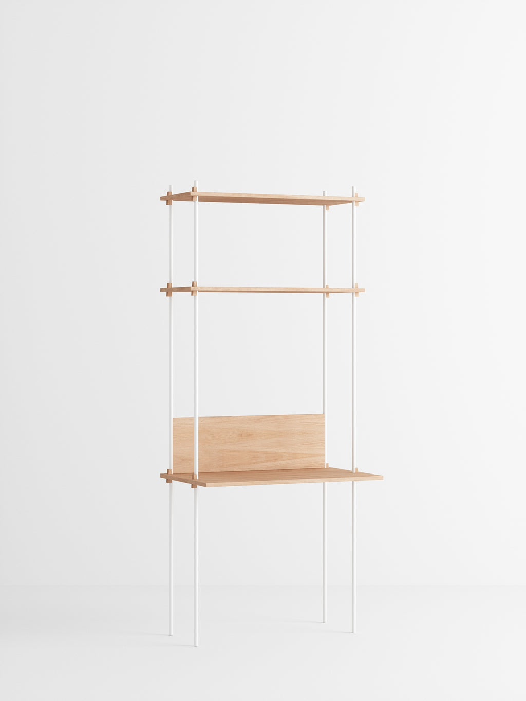Moebe Shelving Set S.200.1.d, Oak Shelves, White Legs (fsc Mix Credit)