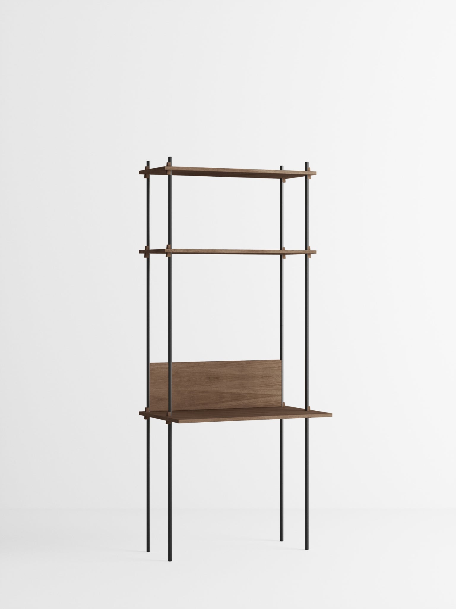 Moebe Shelving Set S.200.1.d, Smoked Oak Shelves, Black Legs (fsc Mix Credit)