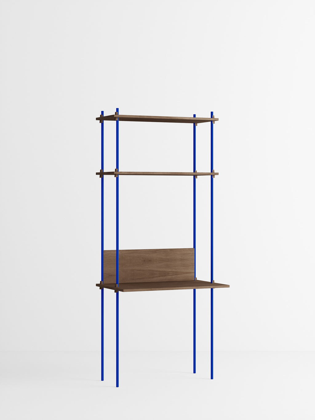 Moebe Shelving Set S.200.1.d, Smoked Oak Shelves, Deep Blue Legs (fsc Mix Credit)