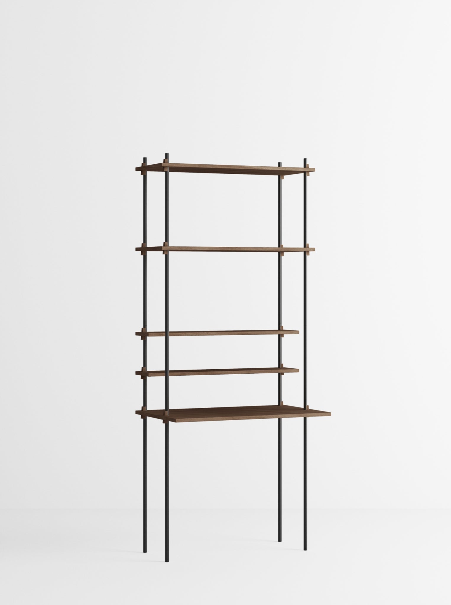 Moebe Shelving Set S.200.1.e, Smoked Oak Shelves, Black Legs (fsc Mix Credit)