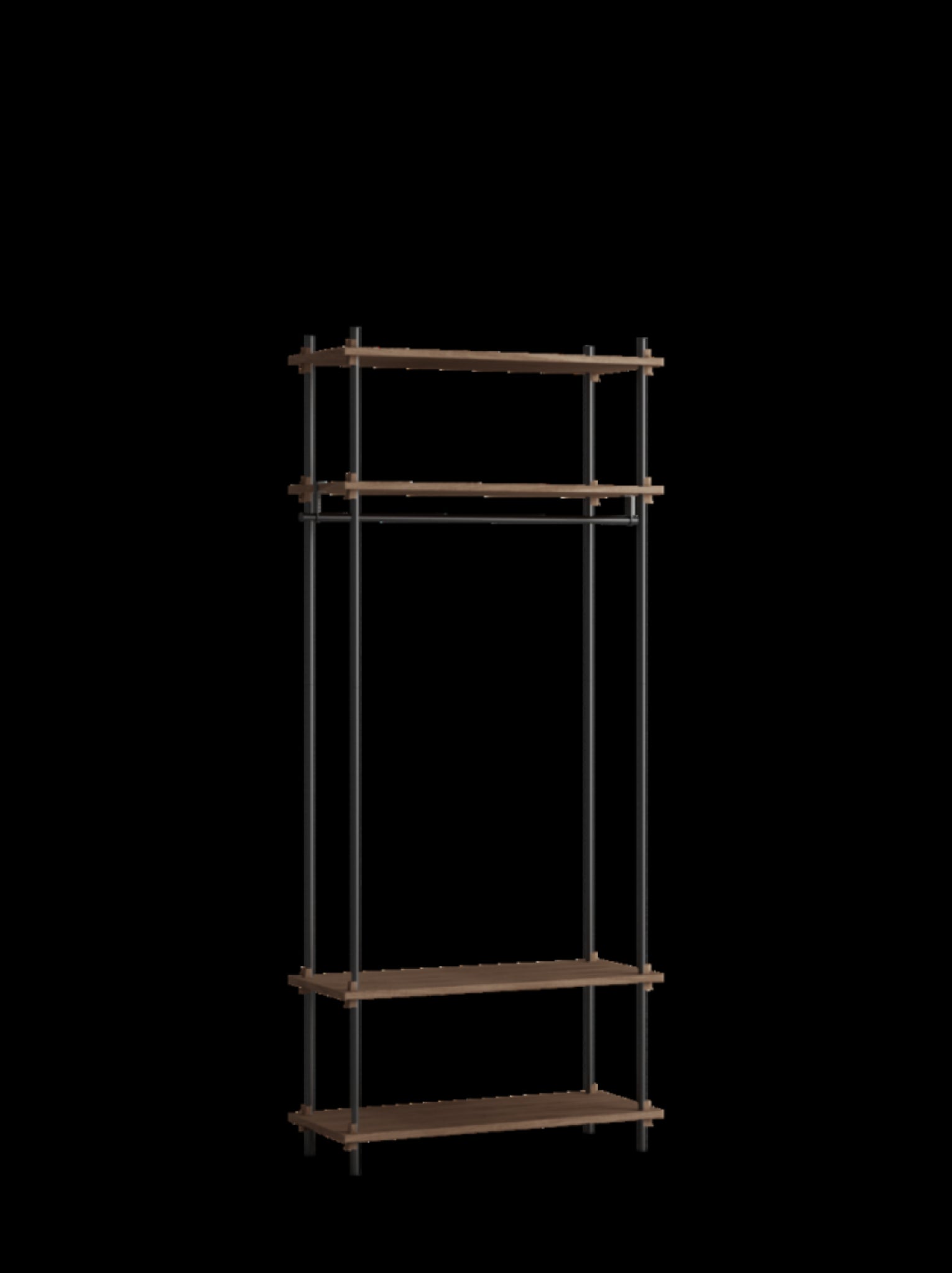 Moebe Shelving Set S.200.1.f, Smoked Oak Shelves, Black Legs (fsc Mix Credit)