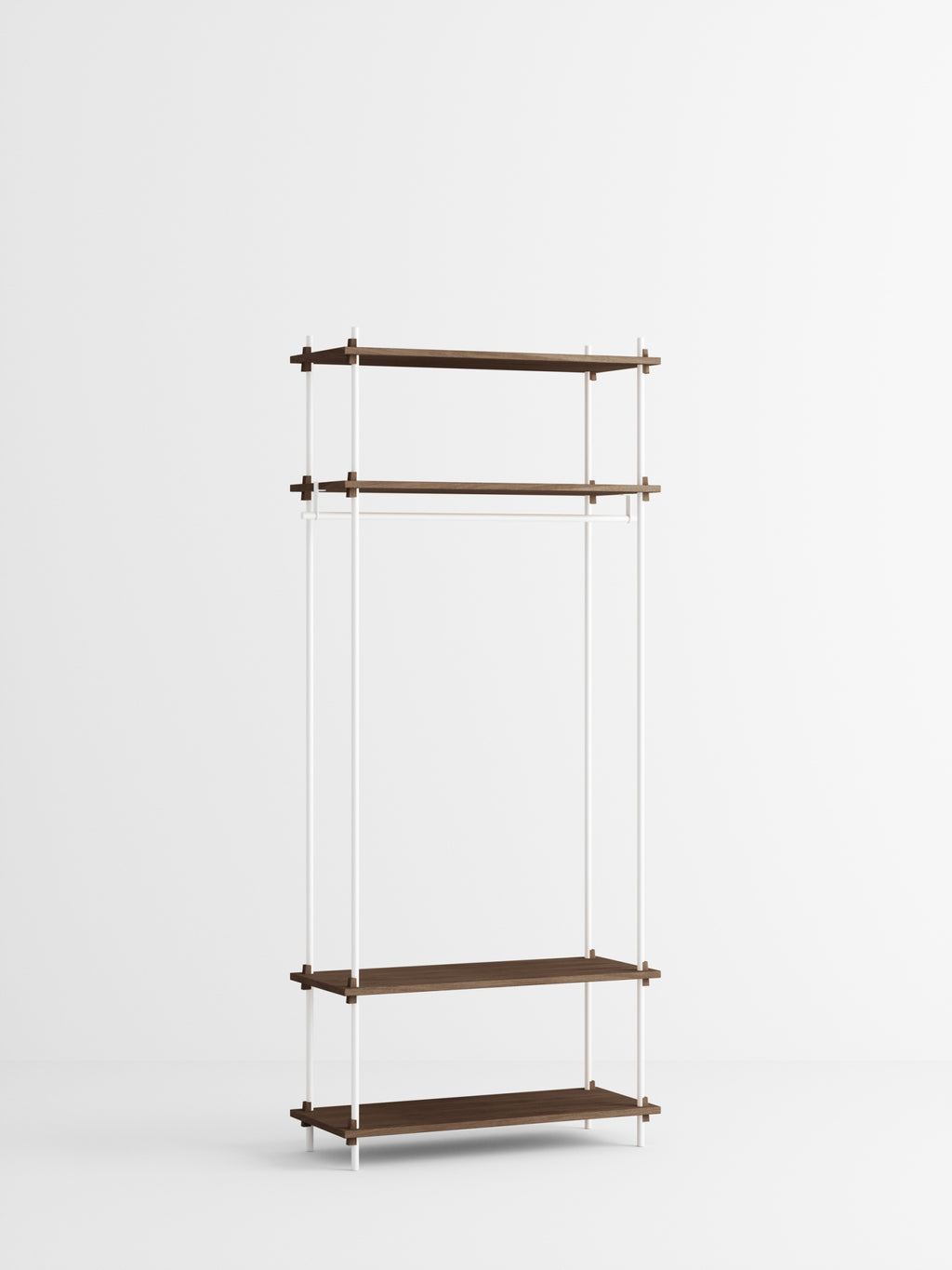 Moebe Shelving Set S.200.1.f, Smoked Oak Shelves, White Legs (fsc Mix Credit)