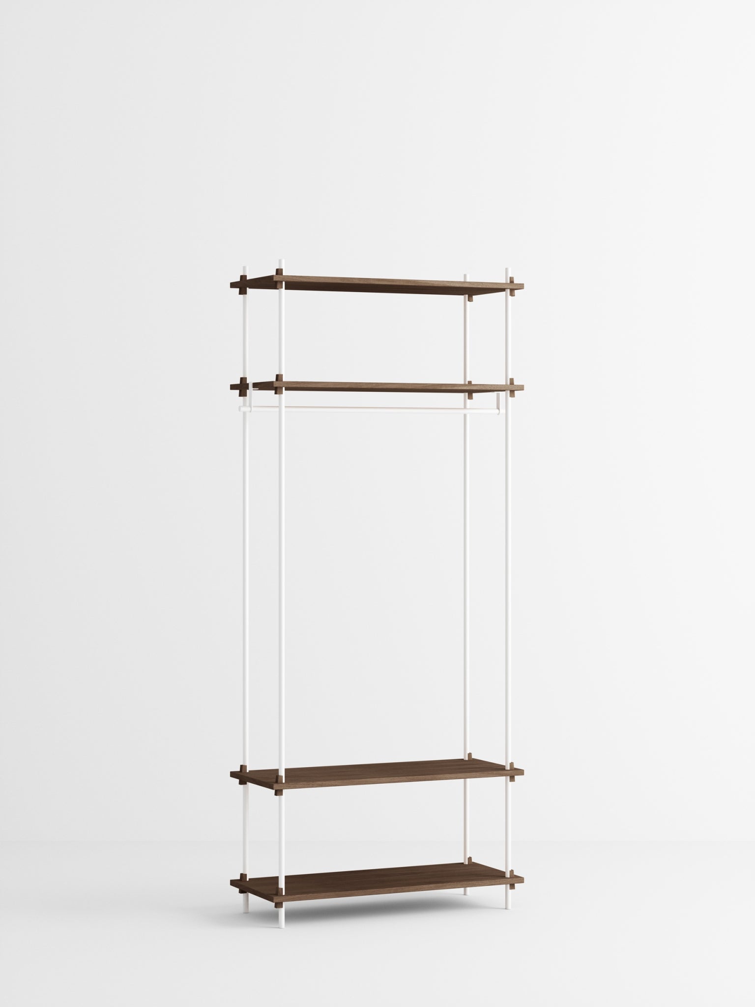 Moebe Shelving Set S.200.1.f, Smoked Oak Shelves, White Legs (fsc Mix Credit)