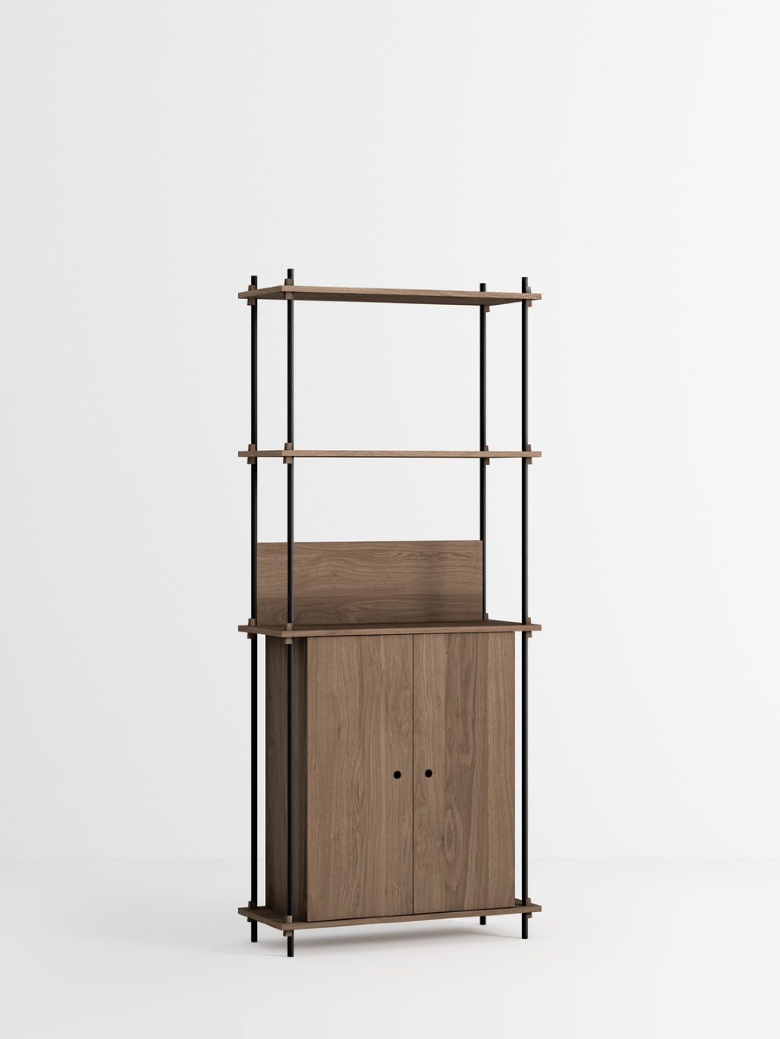 Moebe Shelving Set S.200.1.h, Smoked Oak Shelves, Black Legs (fsc Mix Credit)