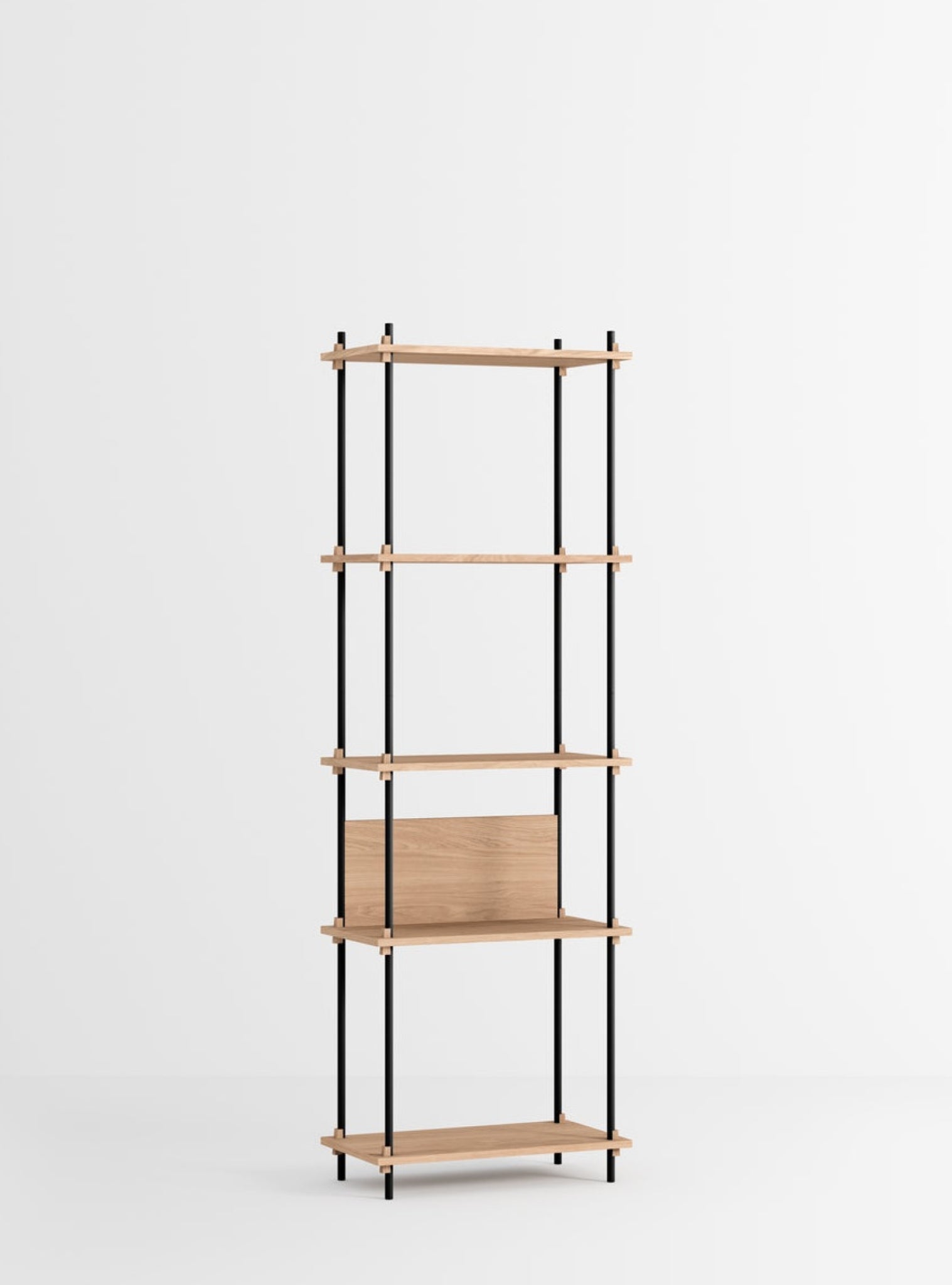 Moebe Shelving Set S.200.1.i, Oak Shelves, Black Legs (fsc Mix Credit)