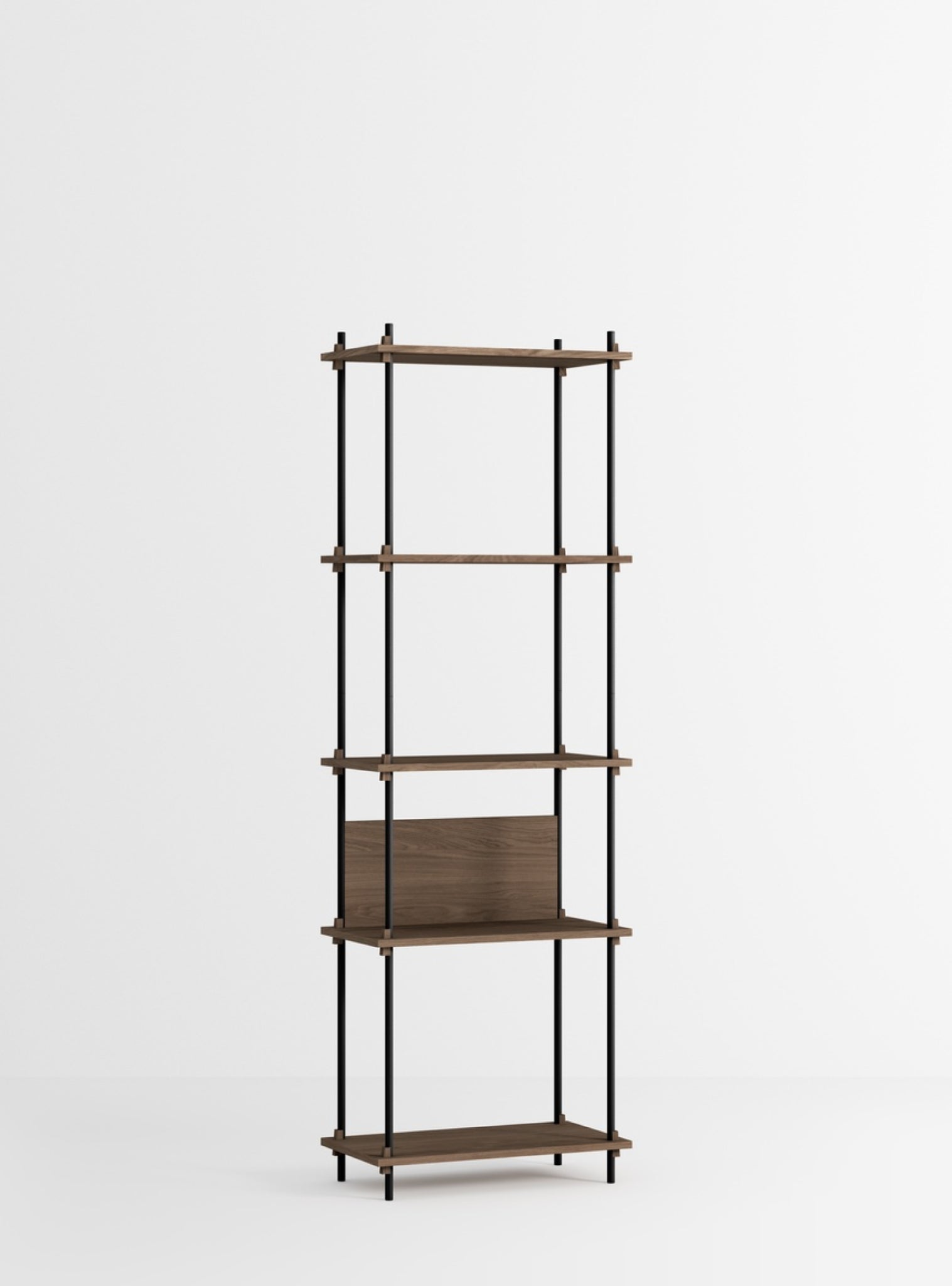 Moebe Shelving Set S.200.1.i, Smoked Oak Shelves, Black Legs (fsc Mix Credit)