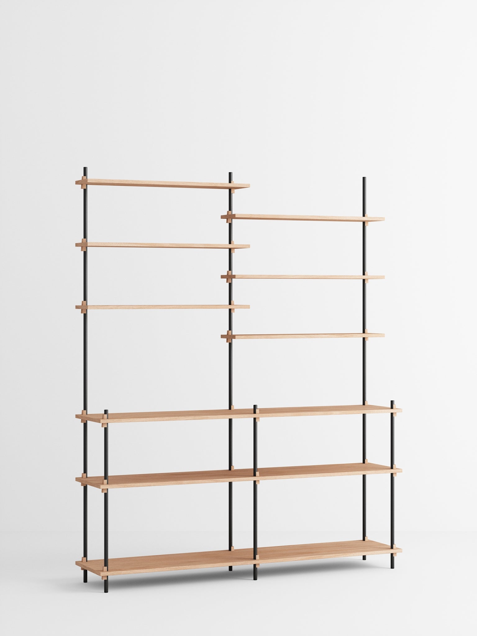 Moebe Shelving Set S.200.2.d, Oak Shelves, Black Legs (fsc Mix Credit)
