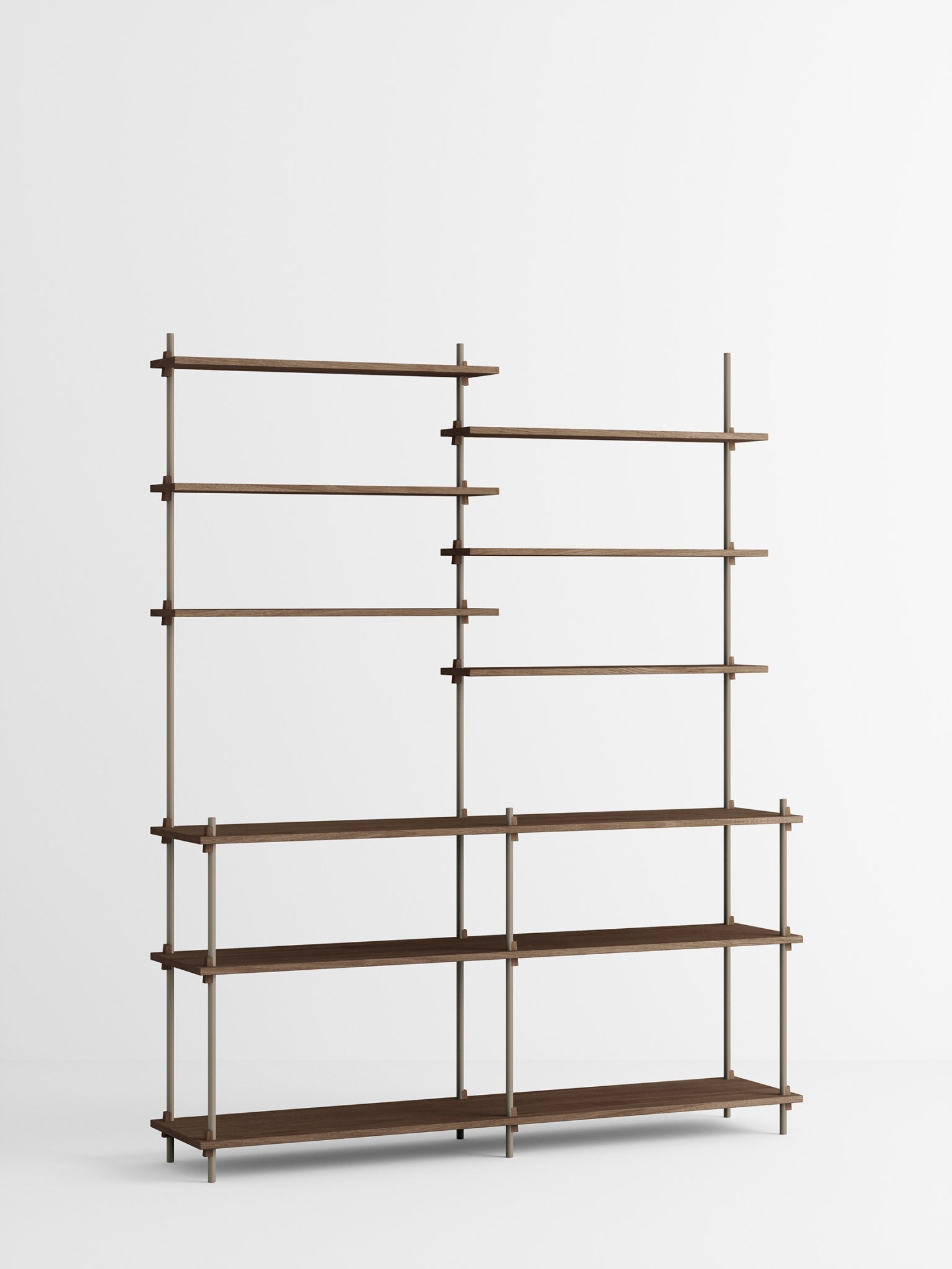 Moebe Shelving Set S.200.2.d, Smoked Oak Shelves, Warm Grey Legs (fsc Mix Credit)