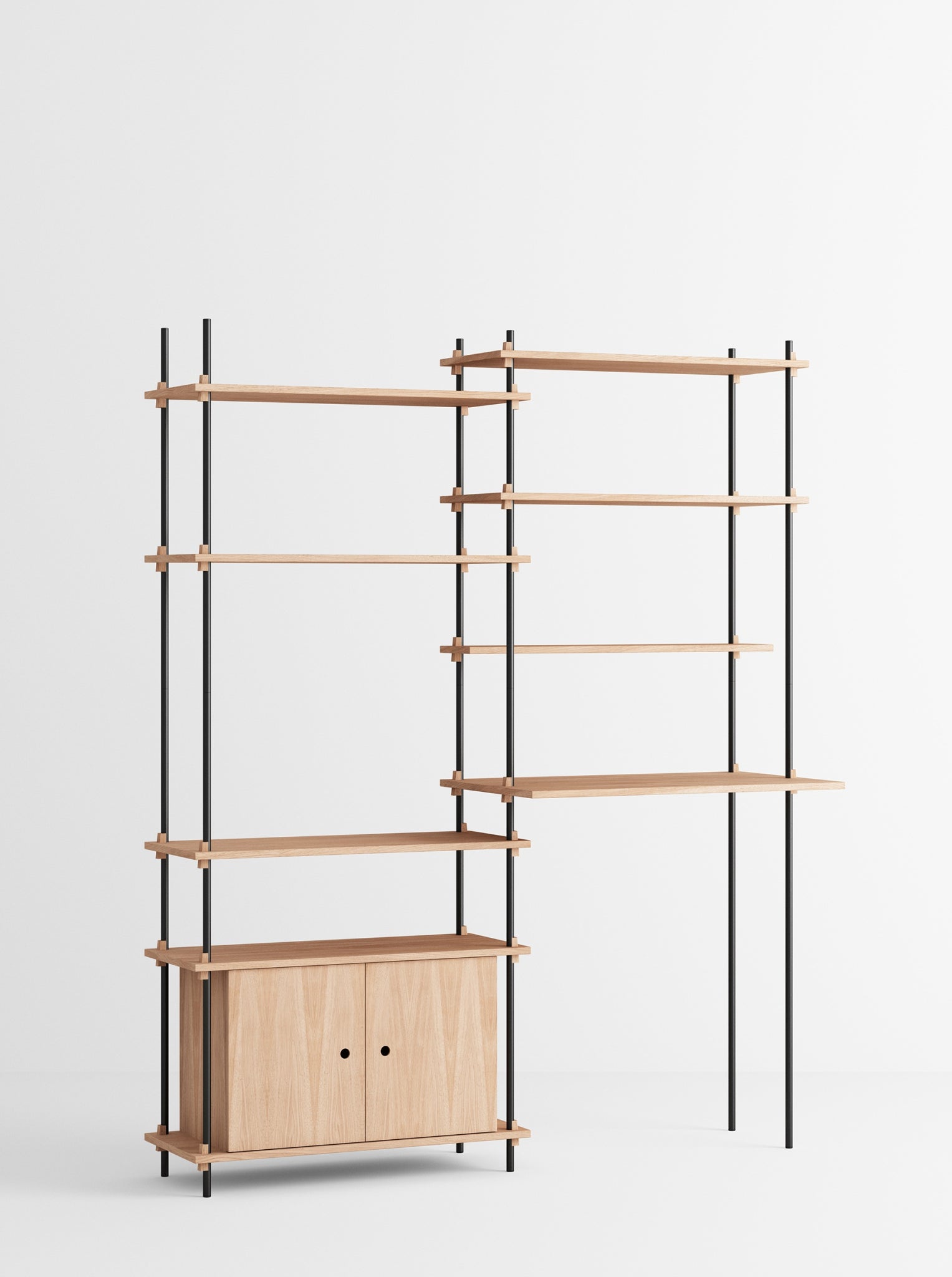 Moebe Shelving Set S.200.2.f, Oak Shelves, Black Legs (fsc Mix Credit)