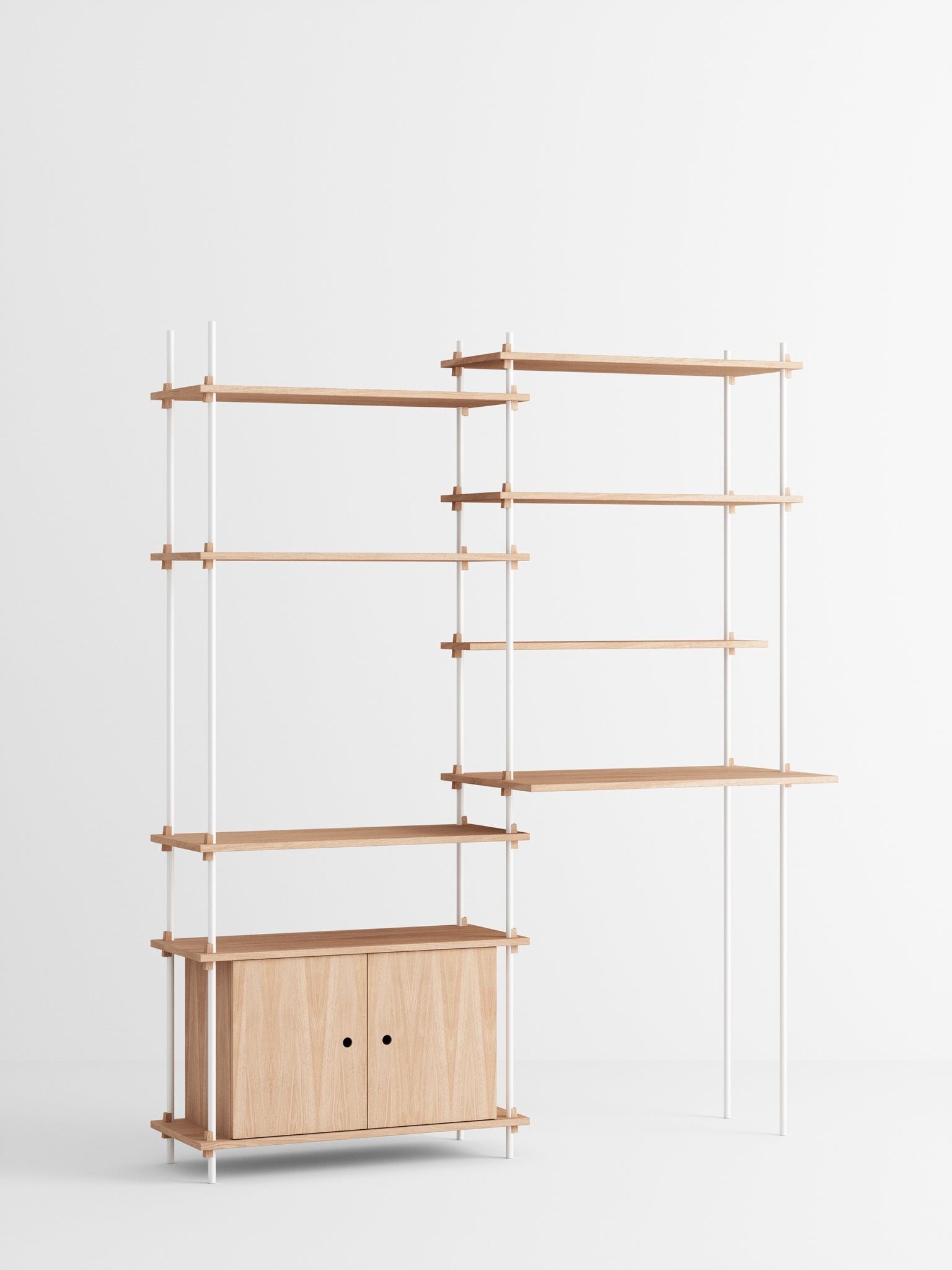 Moebe Shelving Set S.200.2.f, Oak Shelves, White Legs (fsc Mix Credit)