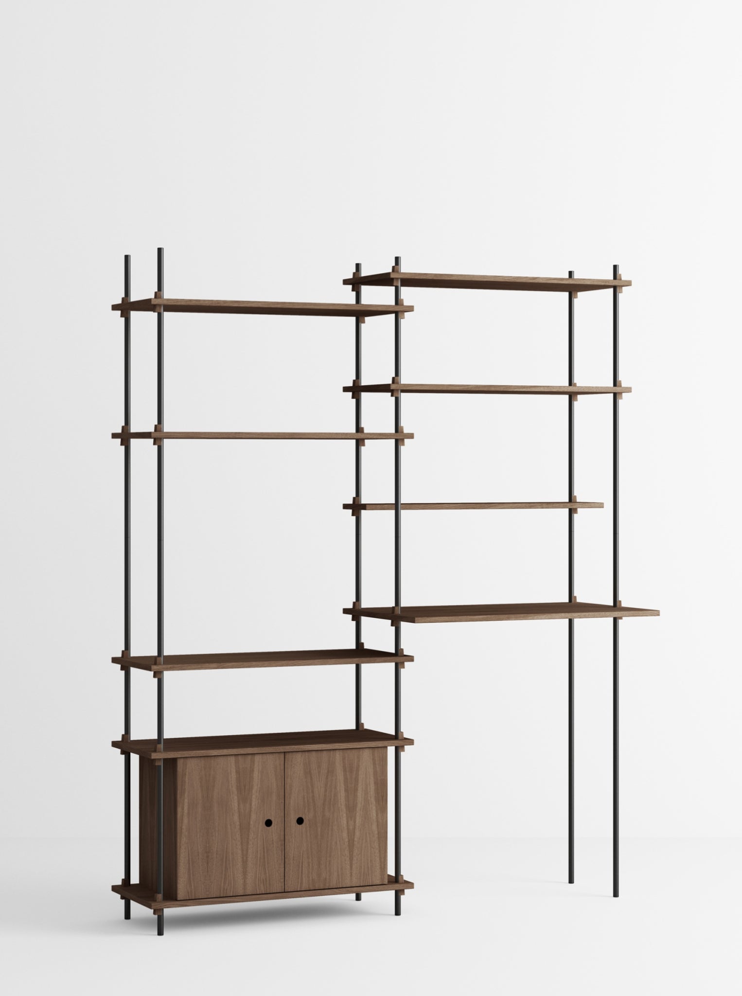 Moebe Shelving Set S.200.2.f, Smoked Oak Shelves, Black Legs (fsc Mix Credit)