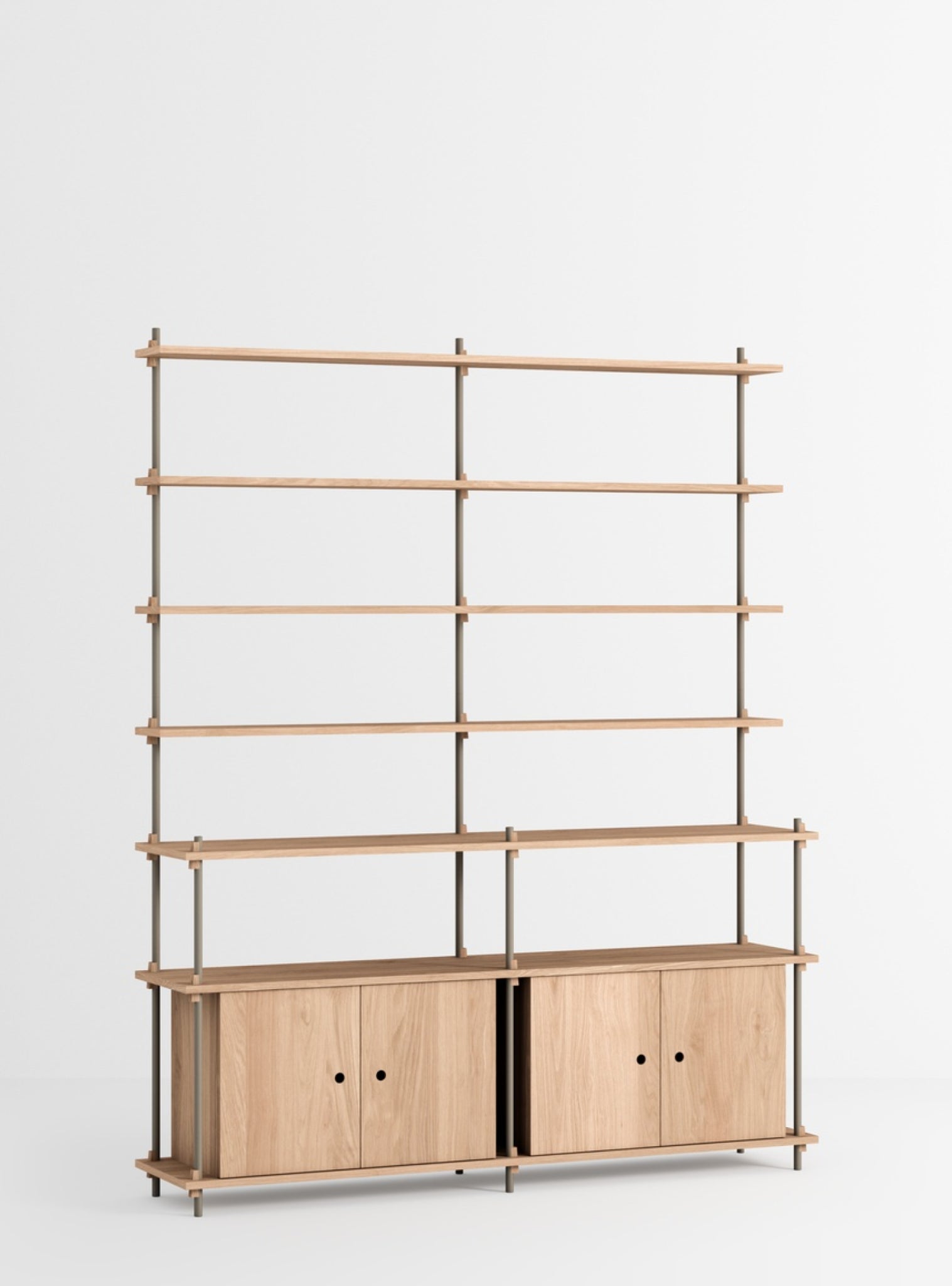 Moebe Shelving Set S.200.2.h, Oak Shelves, Warm Grey Legs (fsc Mix Credit)