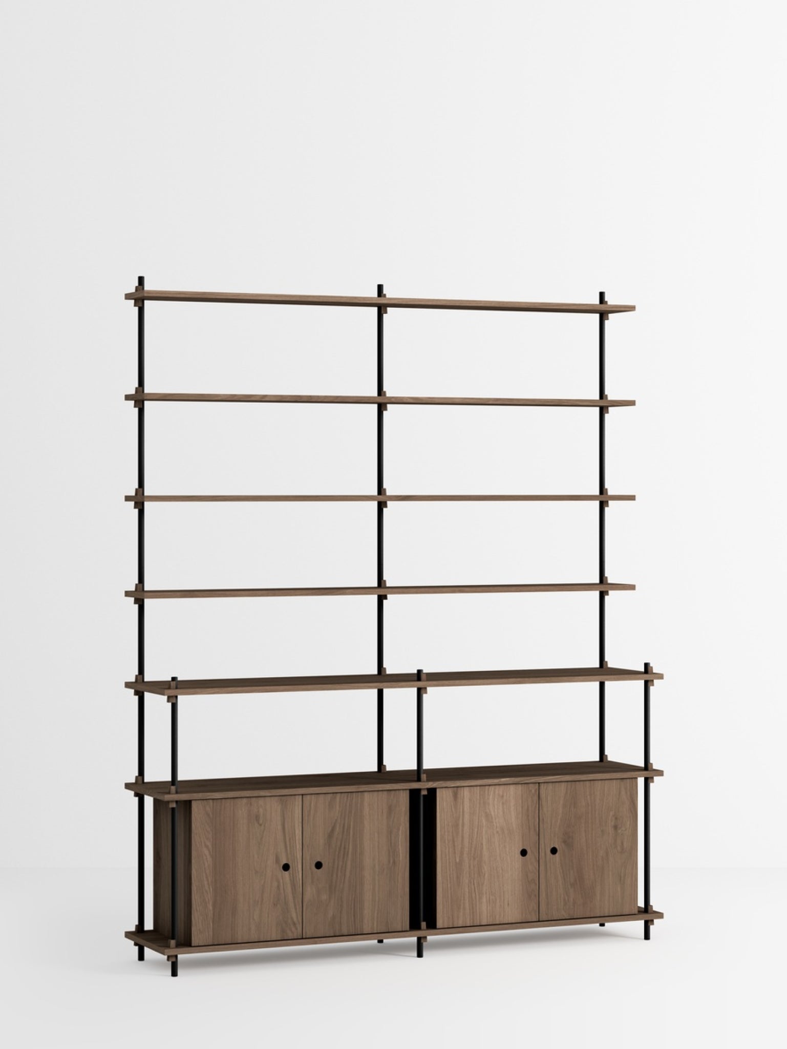 Moebe Shelving Set S.200.2.h, Smoked Oak Shelves, Black Legs (fsc Mix Credit)