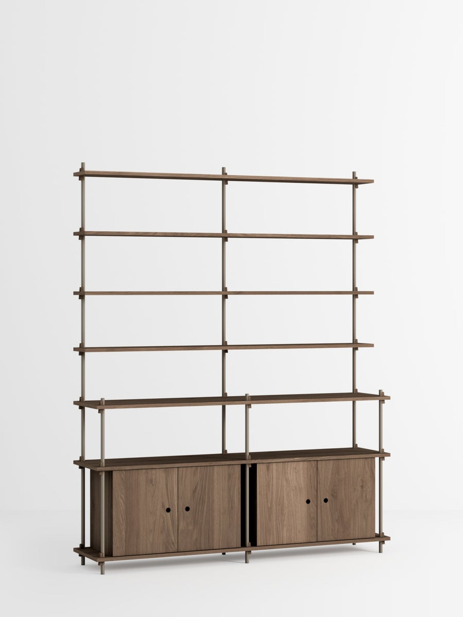 Moebe Shelving Set S.200.2.h, Smoked Oak Shelves, Warm Grey Legs (fsc Mix Credit)