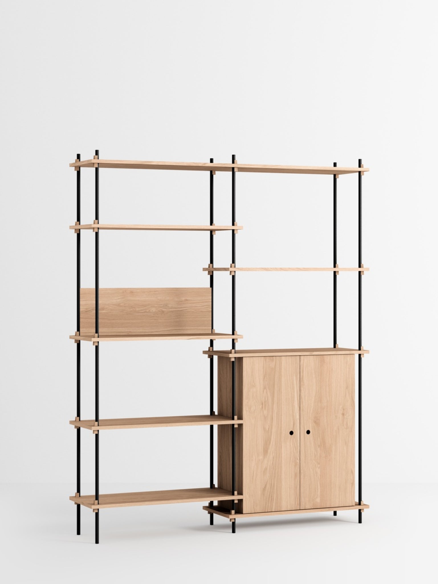 Moebe Shelving Set S.200.2.i, Oak Shelves, Black Legs (fsc Mix Credit)