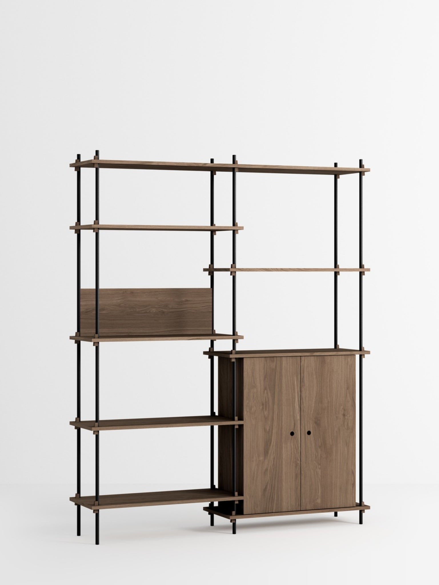 Moebe Shelving Set S.200.2.i, Smoked Oak Shelves, Black Legs (fsc Mix Credit)
