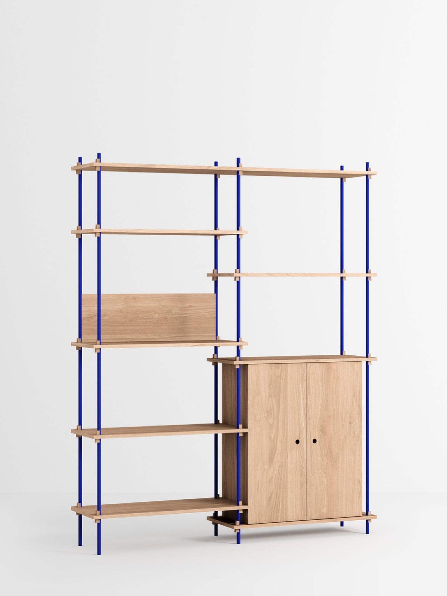 Moebe Shelving Set S.200.2.j, Oak Shelves, Deep Blue Legs (fsc Mix Credit)